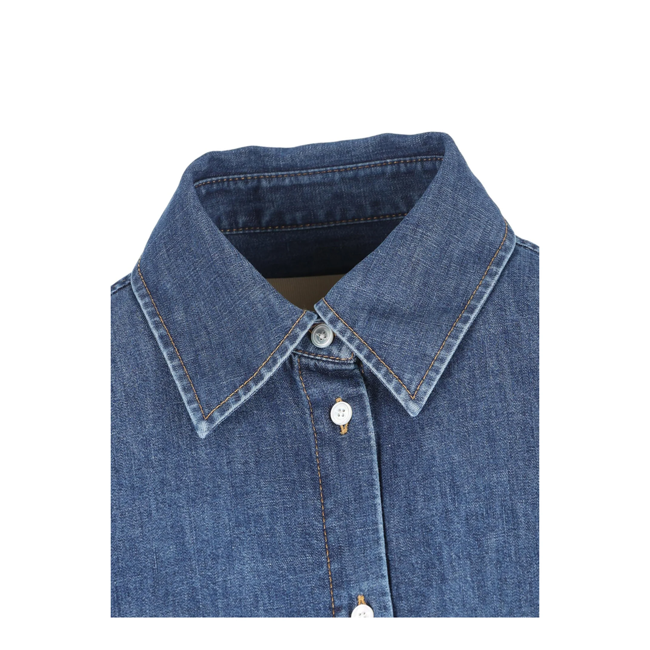 Women's Long Sleeve Denim Shirts Blue - Image 3