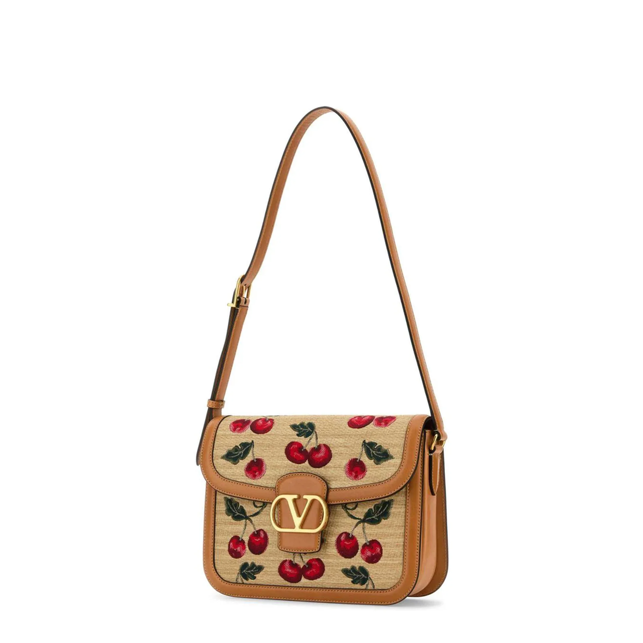 9To5 Jacquard Raffia Shoulder Bag - Natural/Red - Image 2