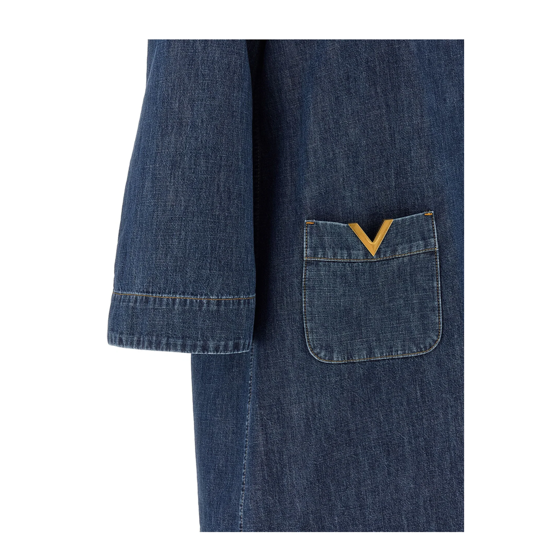 VLogo Patch Denim Mini Dress - Blue - Image 4