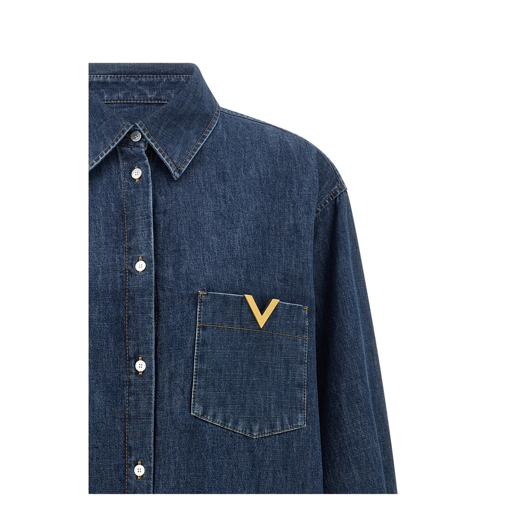 Logo Patch Denim Shirt - Blue - Image 3