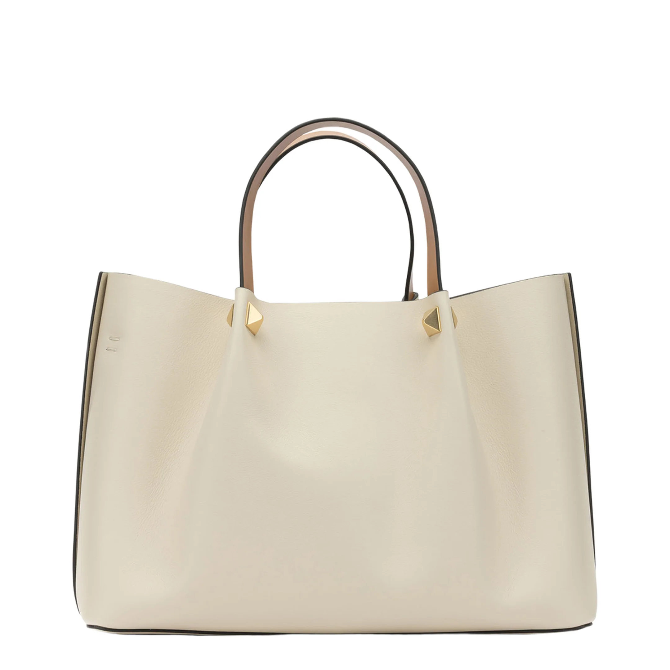 VLogo Medium Leather Handbags - Beige - Image 3