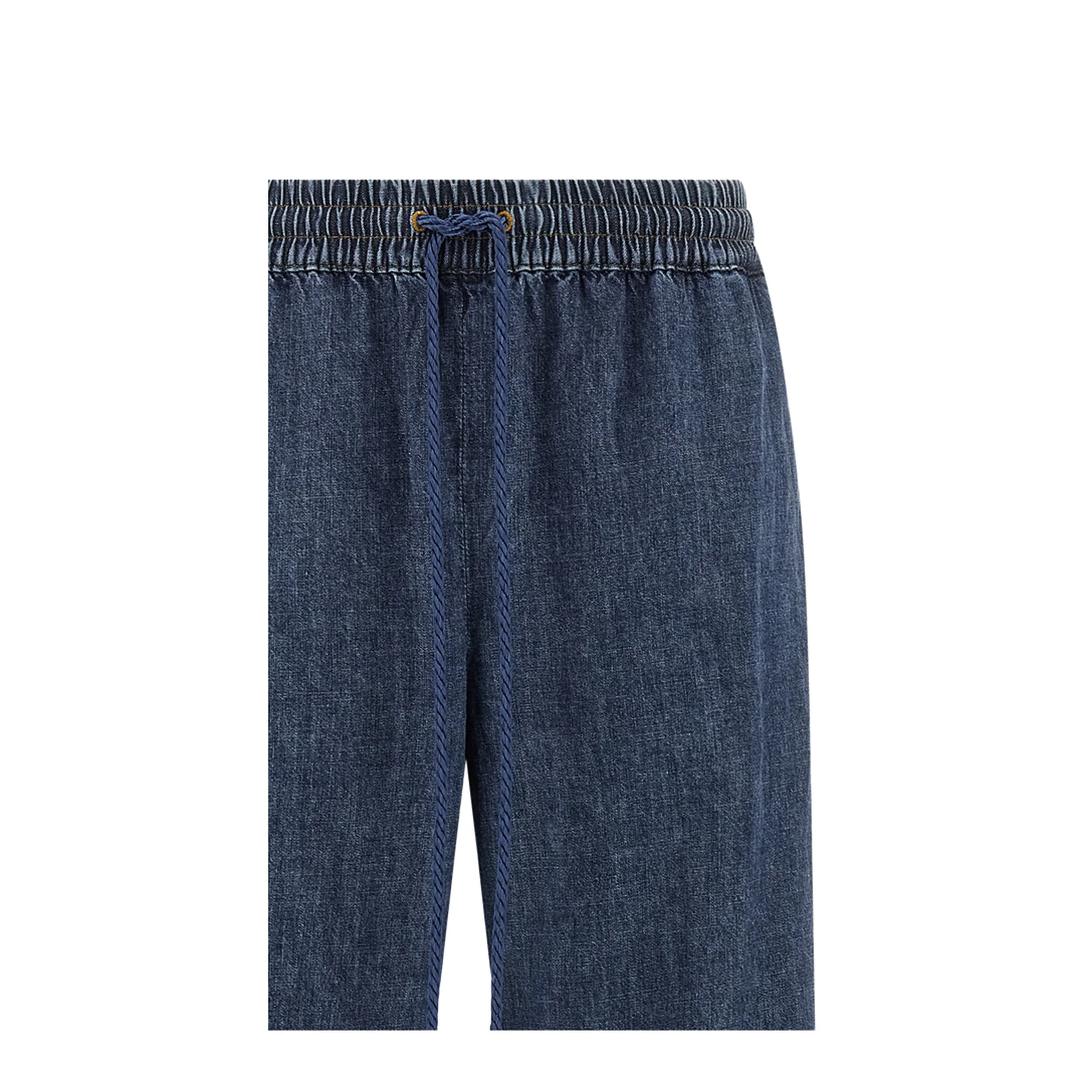 VGold Drawstring Wide Flared Leg Denim Jeans - Blue - Image 3