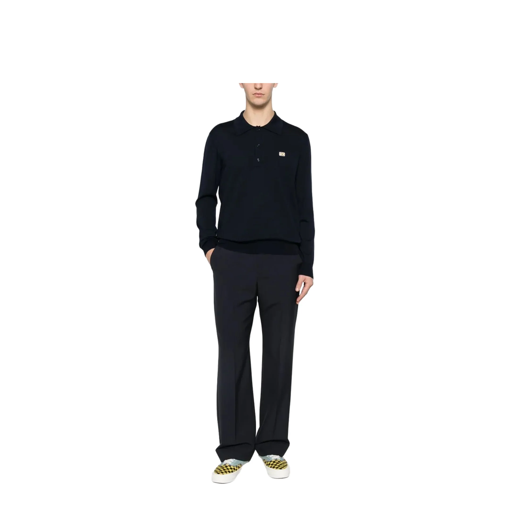 Midnight Blue Wool Polo Shirt - Image 2