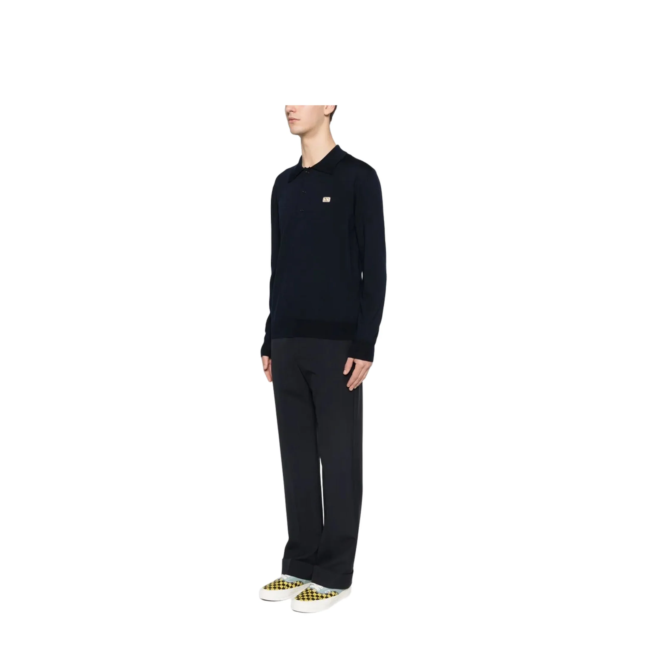 Midnight Blue Wool Polo Shirt - Image 3