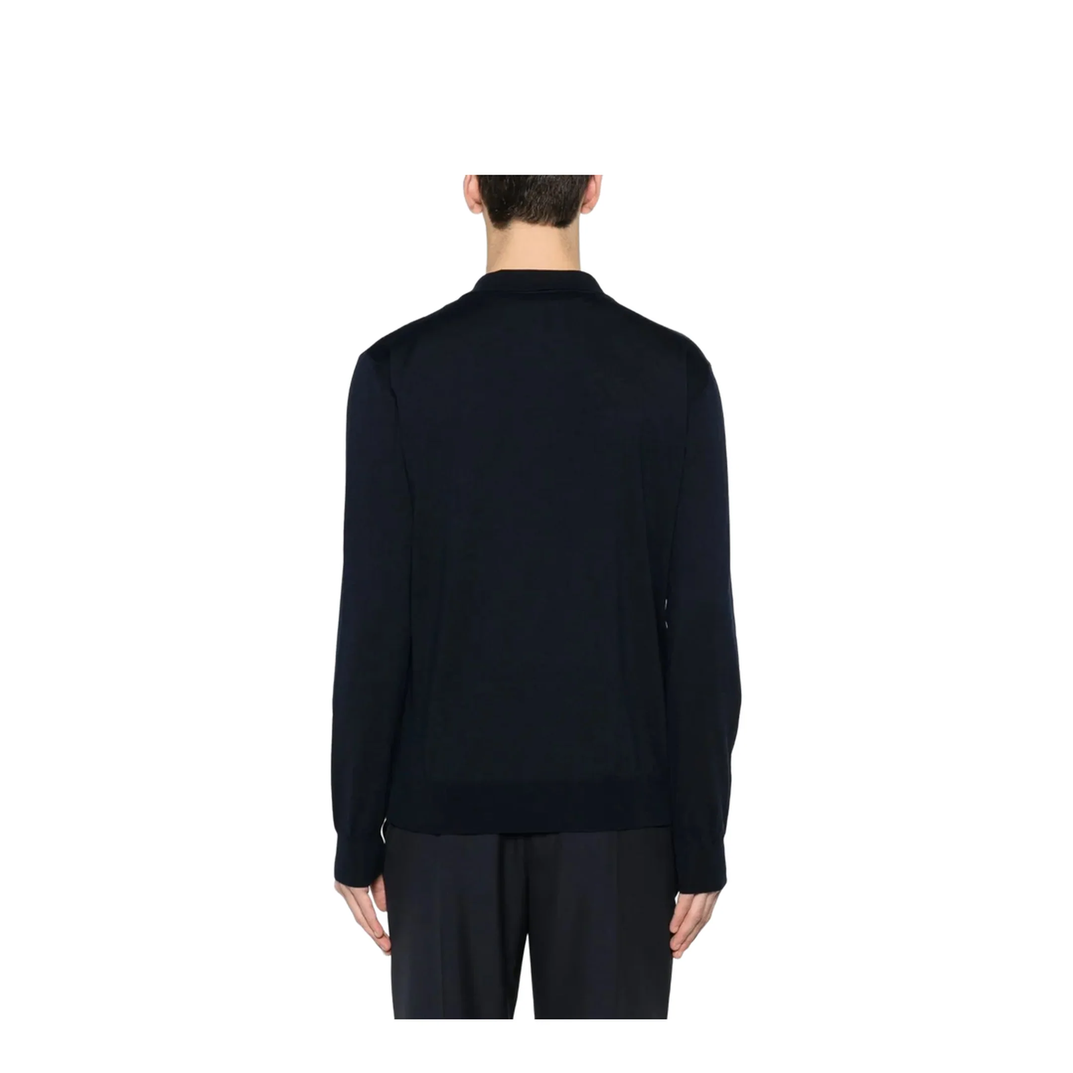 Midnight Blue Wool Polo Shirt - Image 4