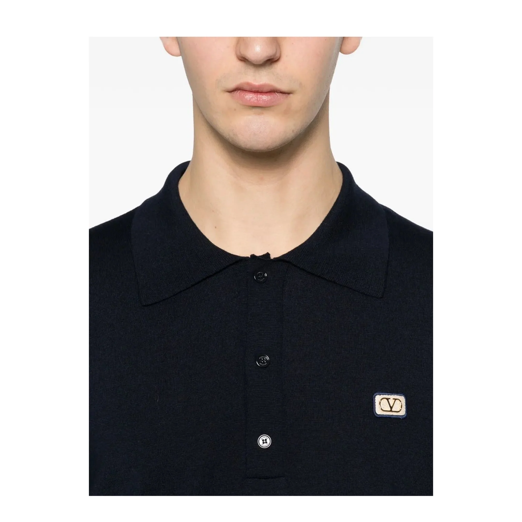 Midnight Blue Wool Polo Shirt - Image 5