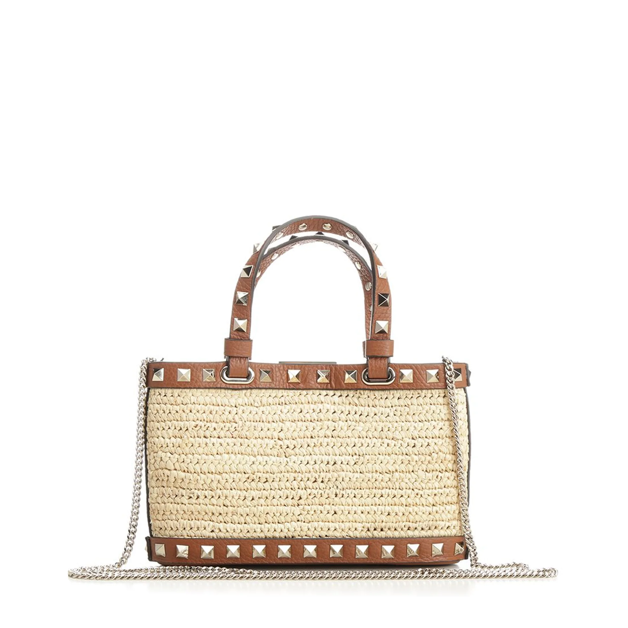 Rockstud Mini Shopping Bag - Beige - Image 3