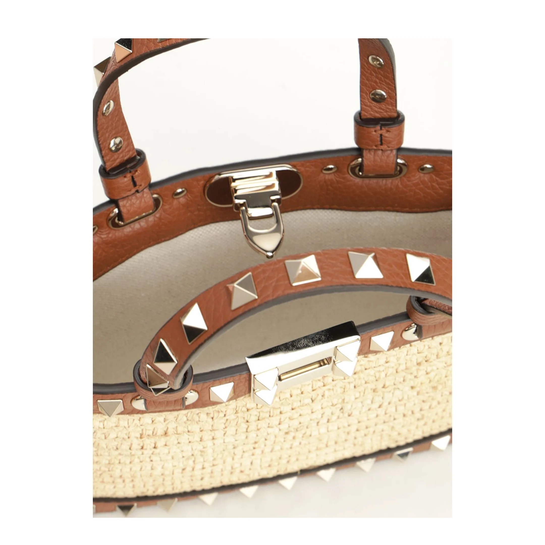 Rockstud Mini Shopping Bag - Beige - Image 4