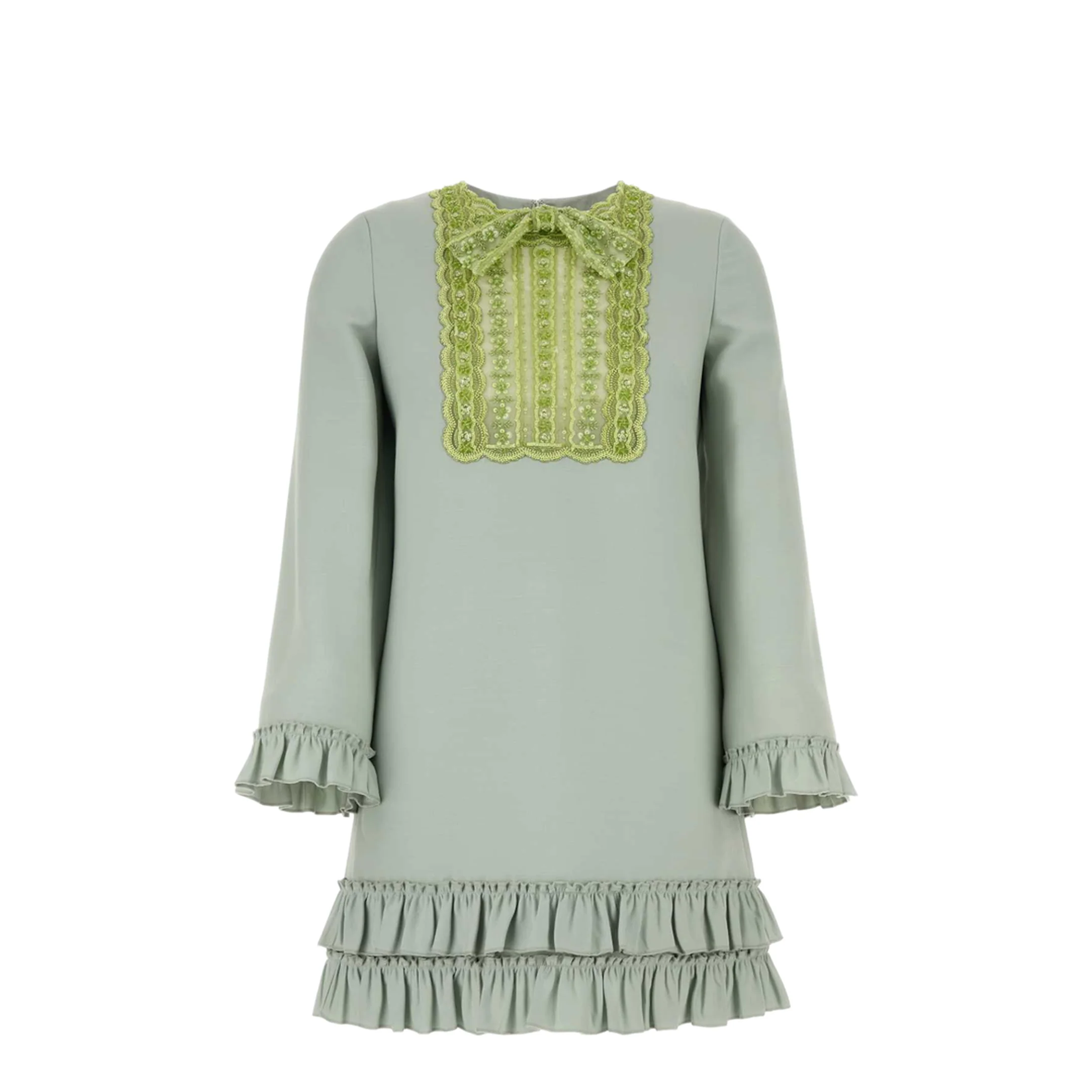 Mint Green Wool Blend Mini Dress - Image 3
