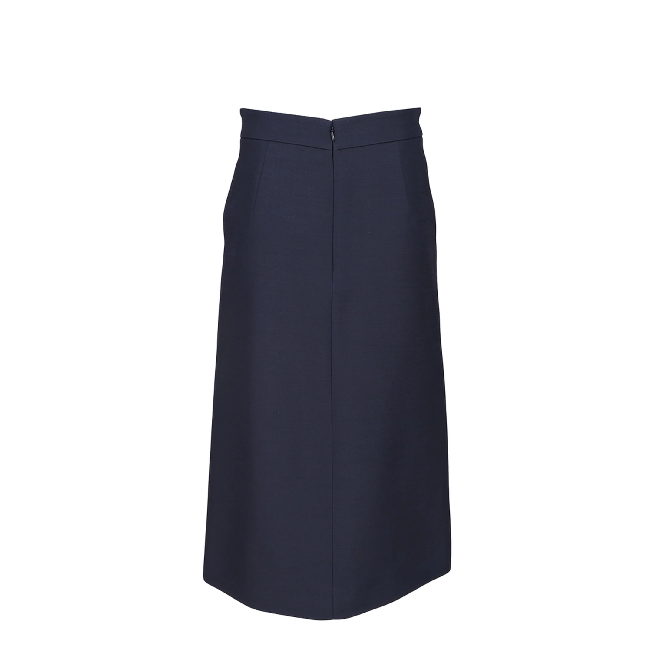 Navy Blue Wool Blend Skirt - Image 2