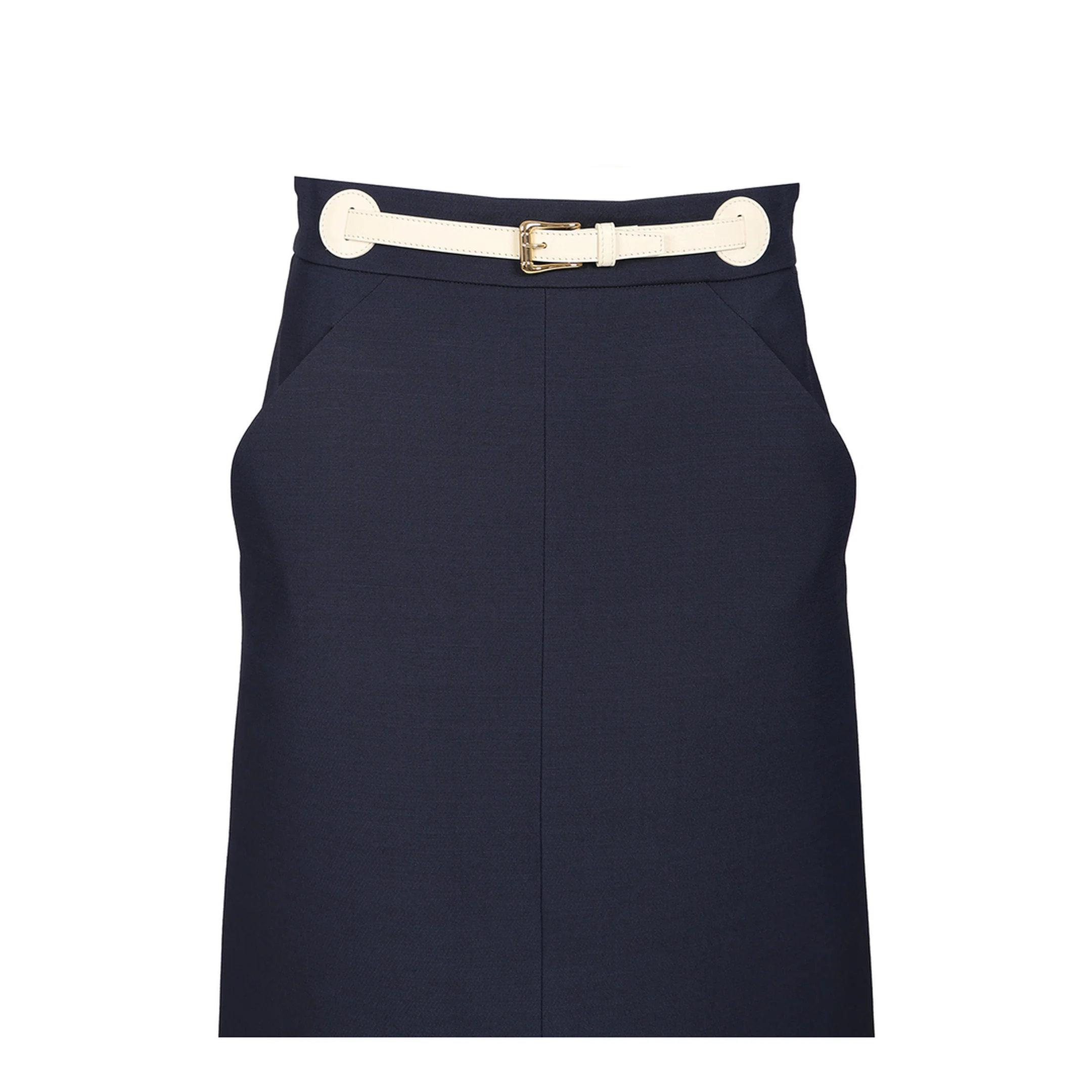 Navy Blue Wool Blend Skirt - Image 4
