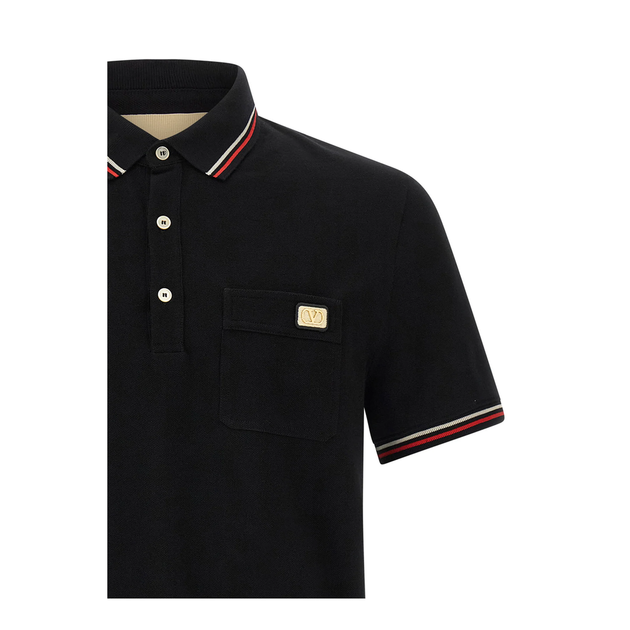 Cotton Piqué Polo Shirt - Black - Image 3