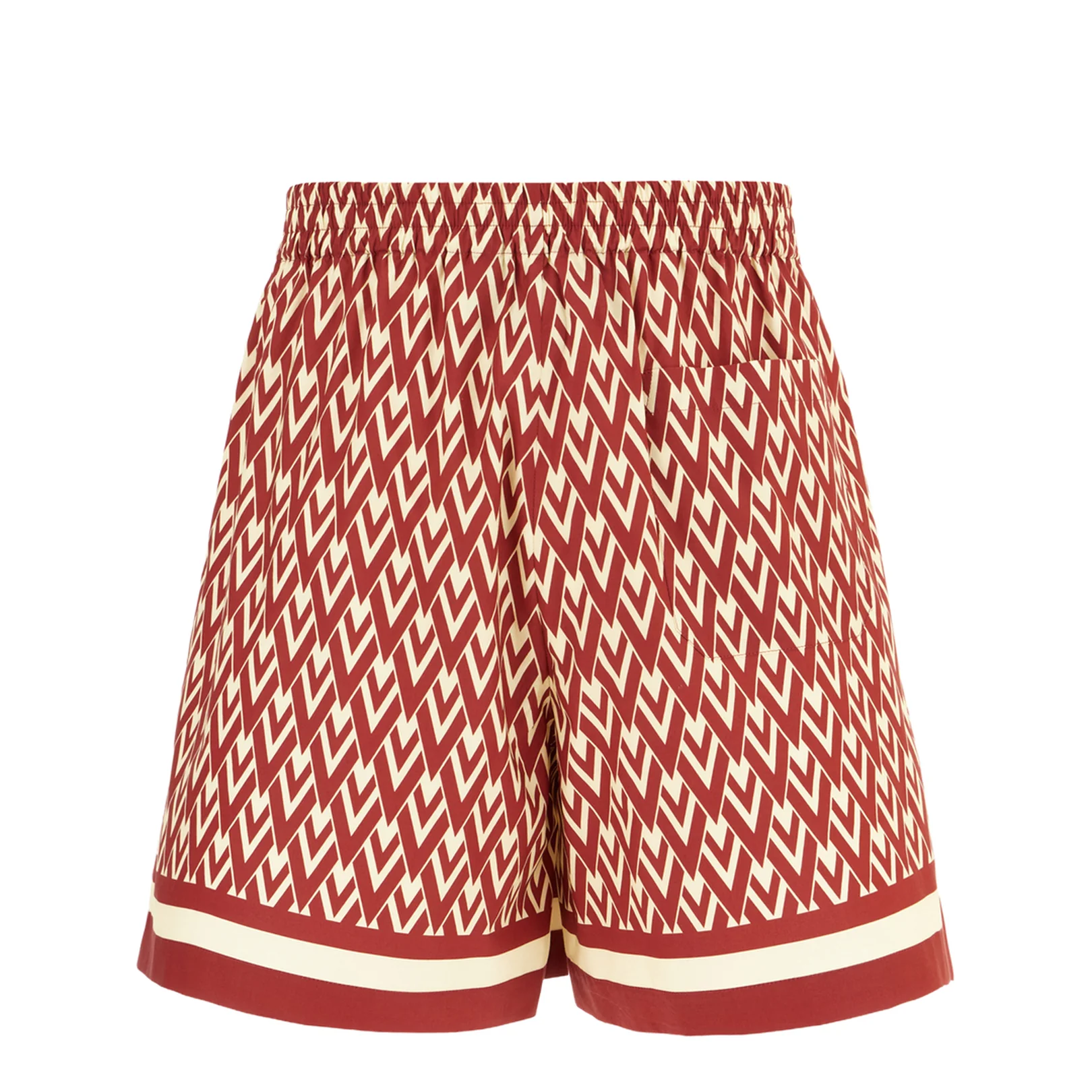 Red and Cream Cotton Bermuda Shorts with Toute la V Print - Image 2