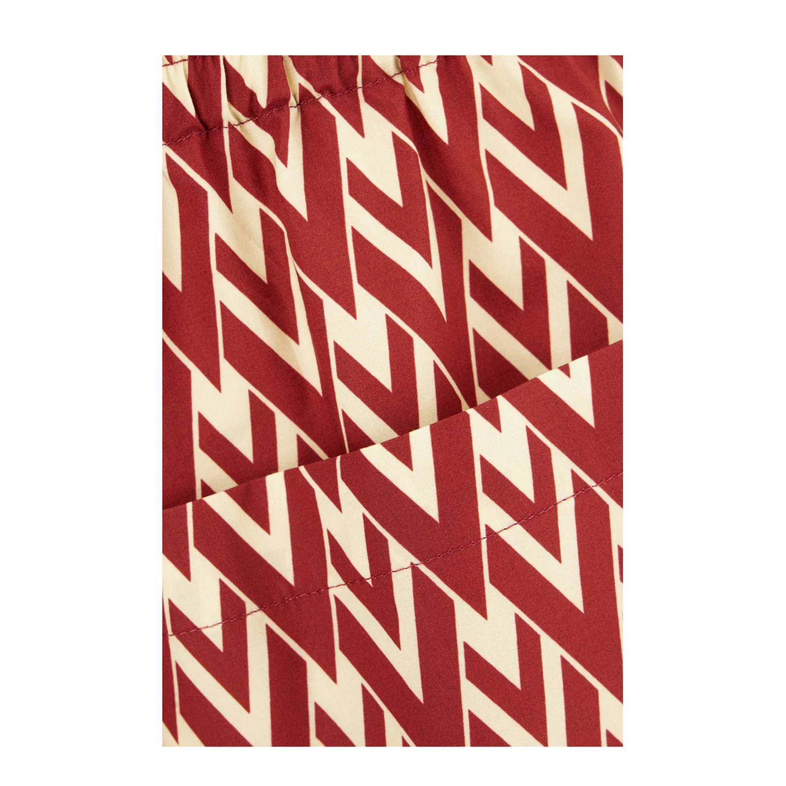 Red and Cream Cotton Bermuda Shorts with Toute la V Print - Image 3