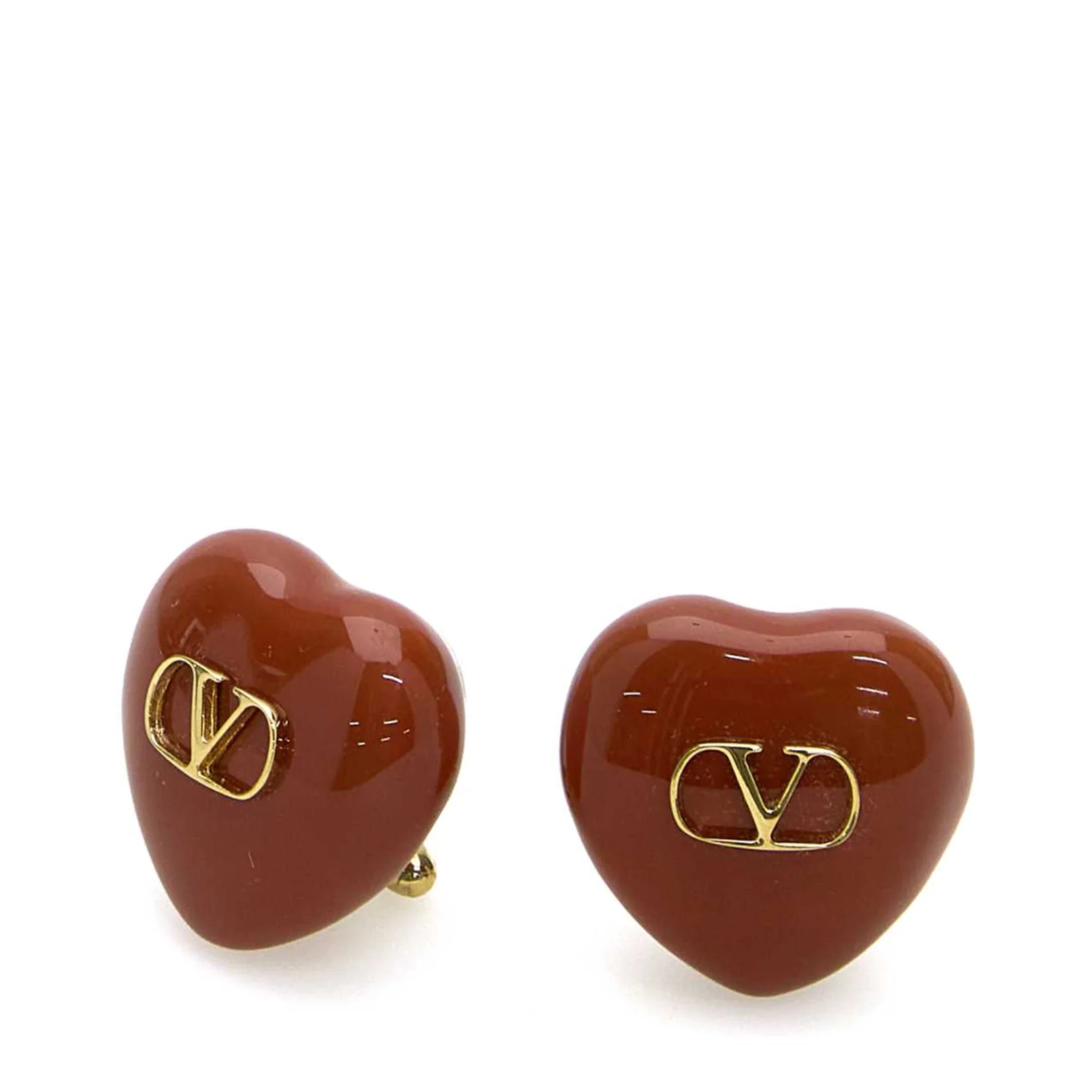 Red Enamel And Metal Coeur Royal Earrings - Image 2