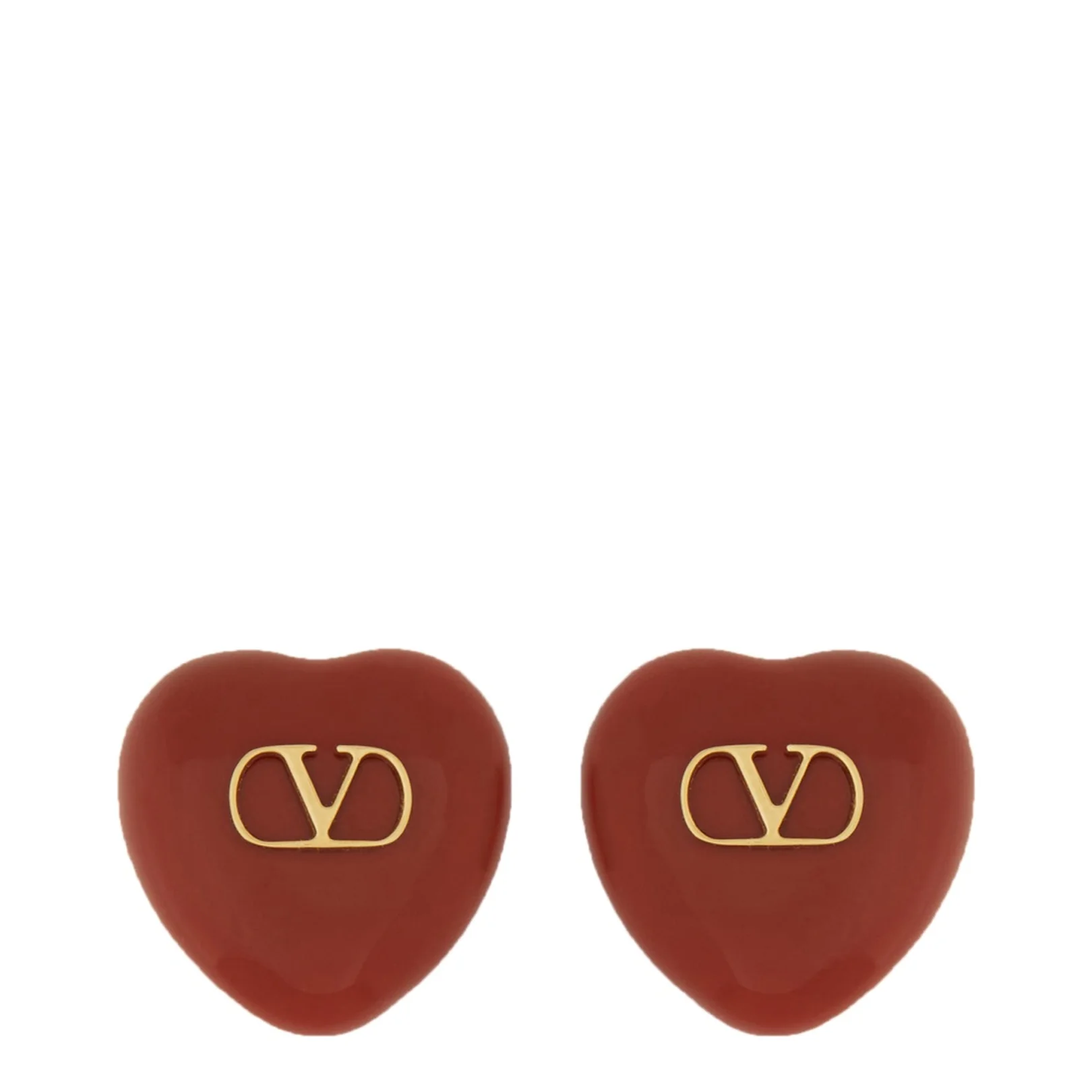 Red Enamel And Metal Coeur Royal Earrings - Image 3