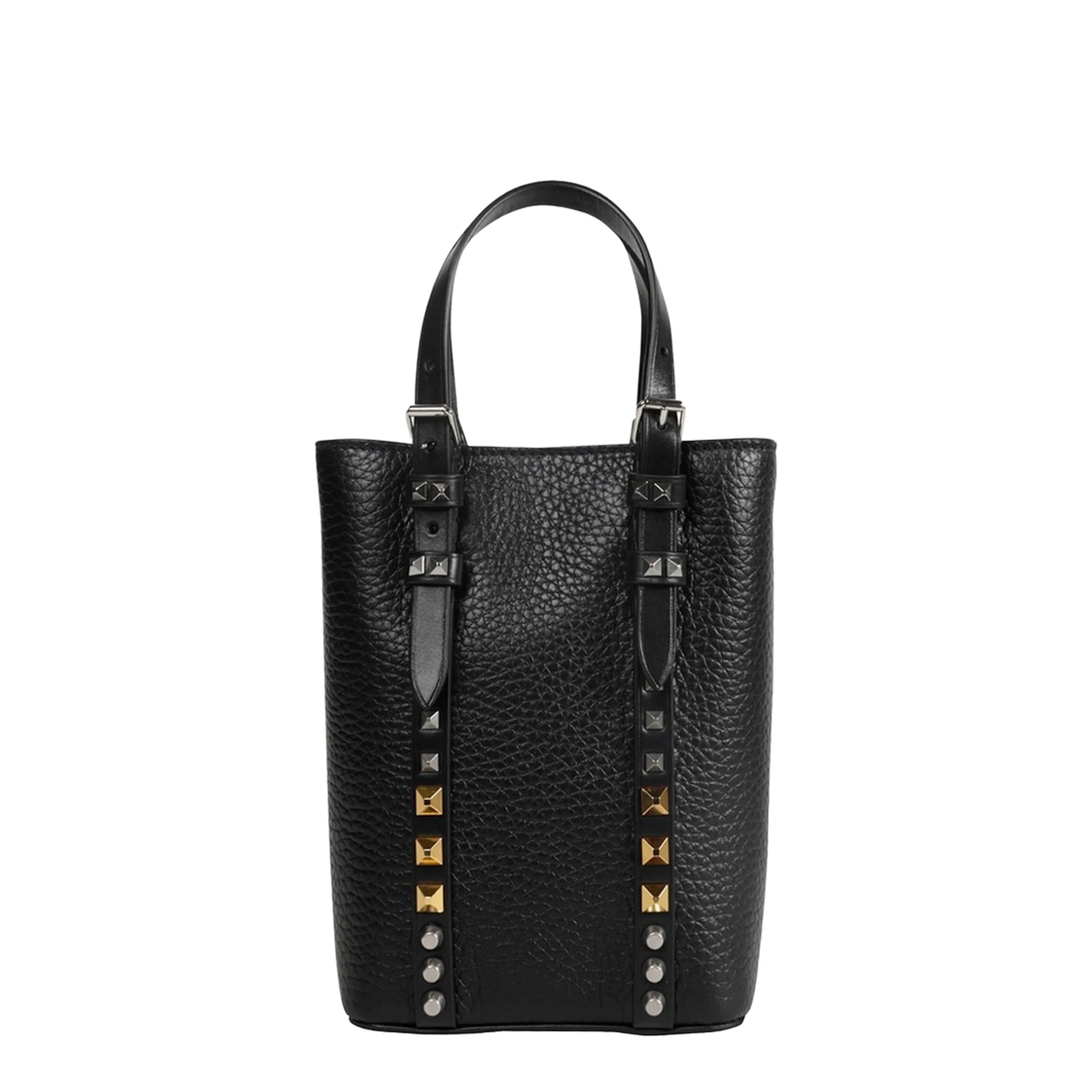 Rockstud Leather Mini Tote Bag - Black - Image 2