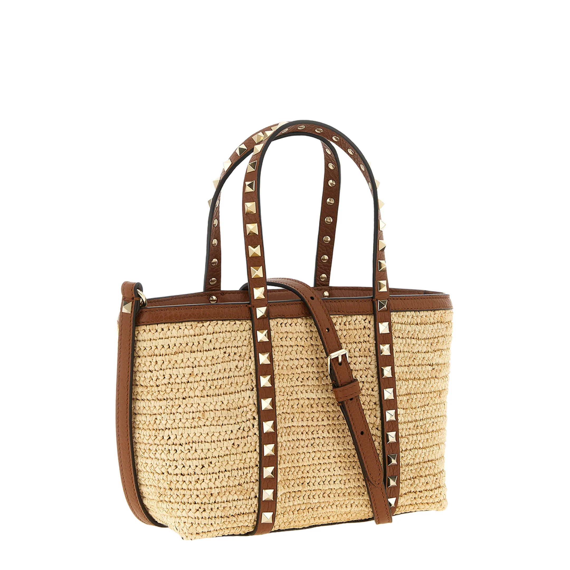 Rockstud Mini Raffia Shopping Bag - Natural - Image 2