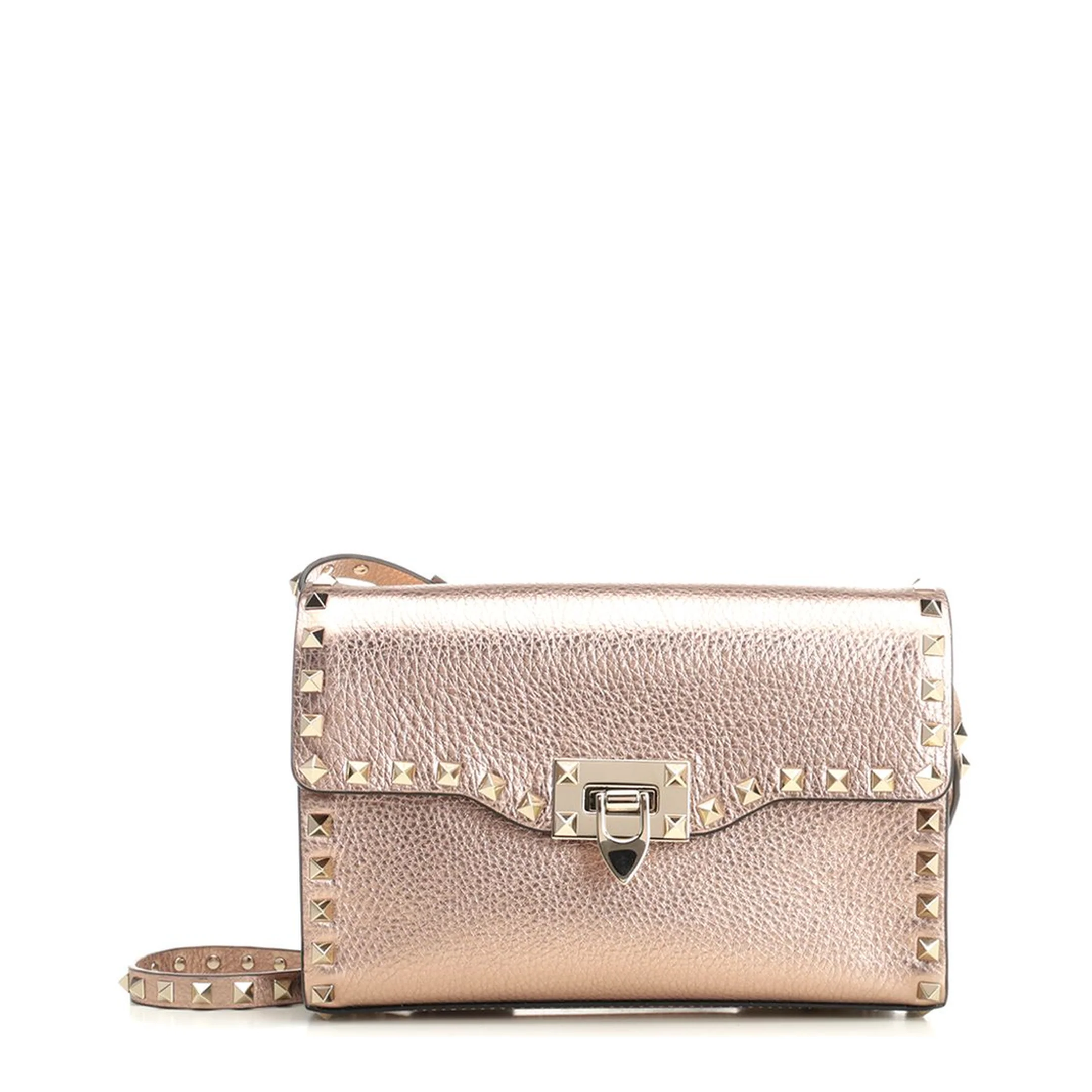 Rockstud Small Leather Crossbody Bag - Rose Cannelle