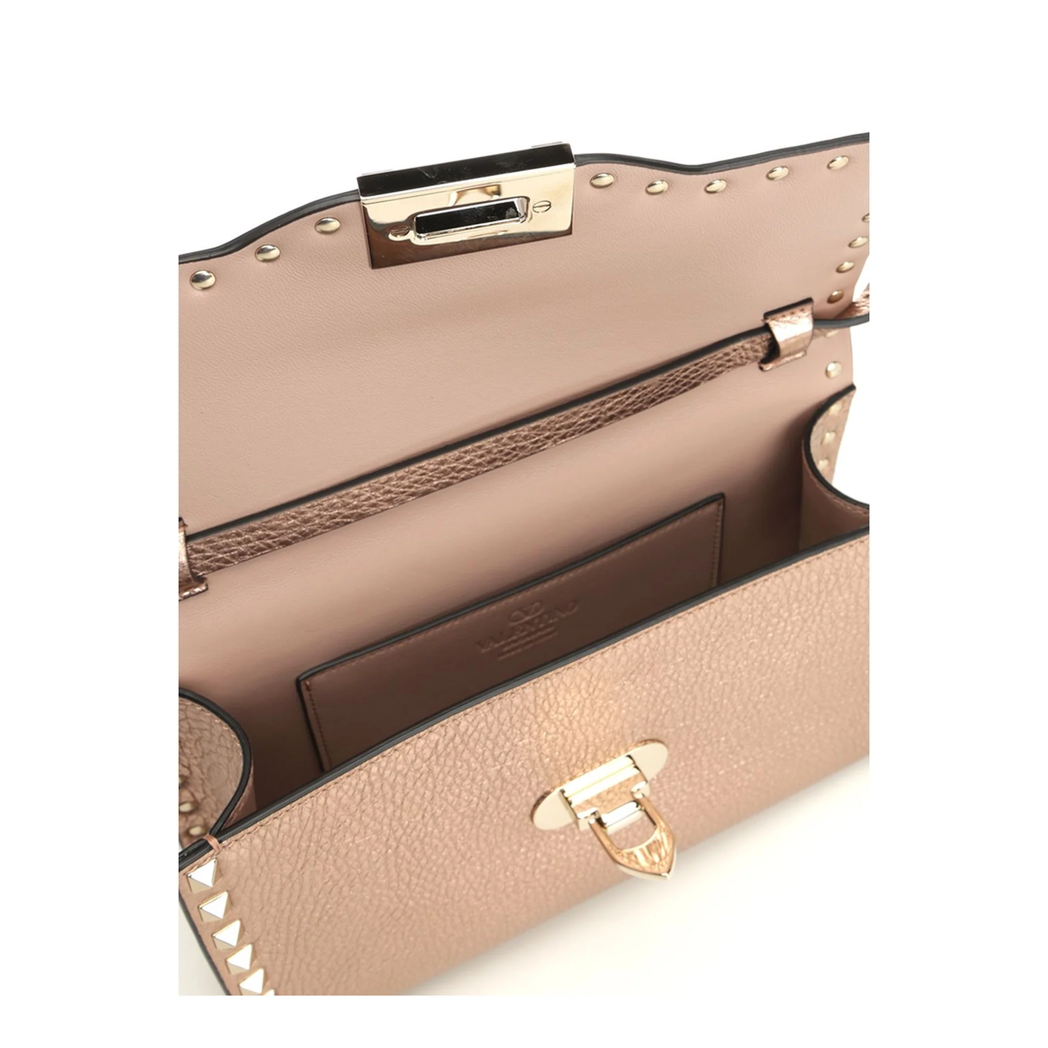Rockstud Small Leather Crossbody Bag - Rose Cannelle - Image 4