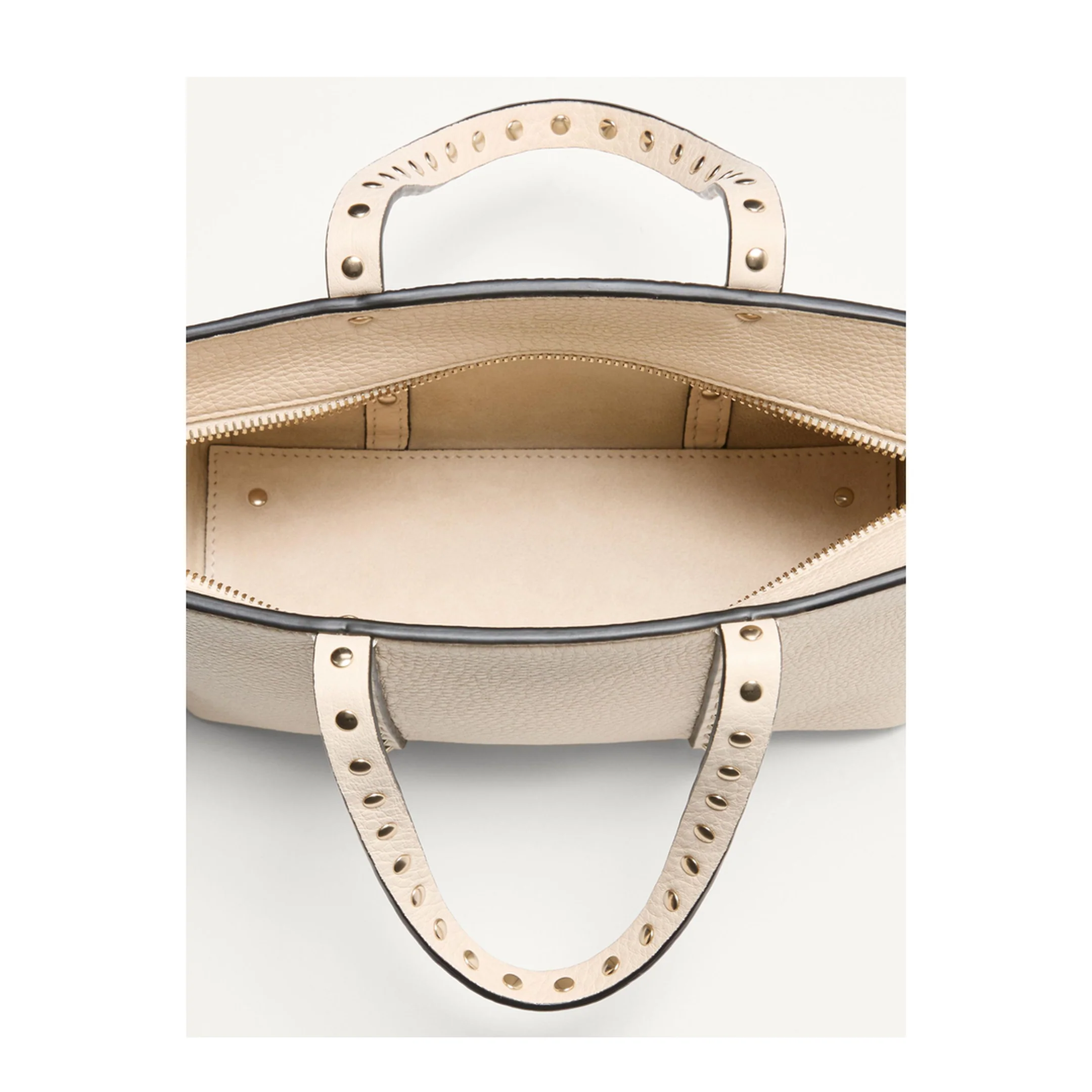 Sand Leather Small Rockstud Shopping Bag - Image 4