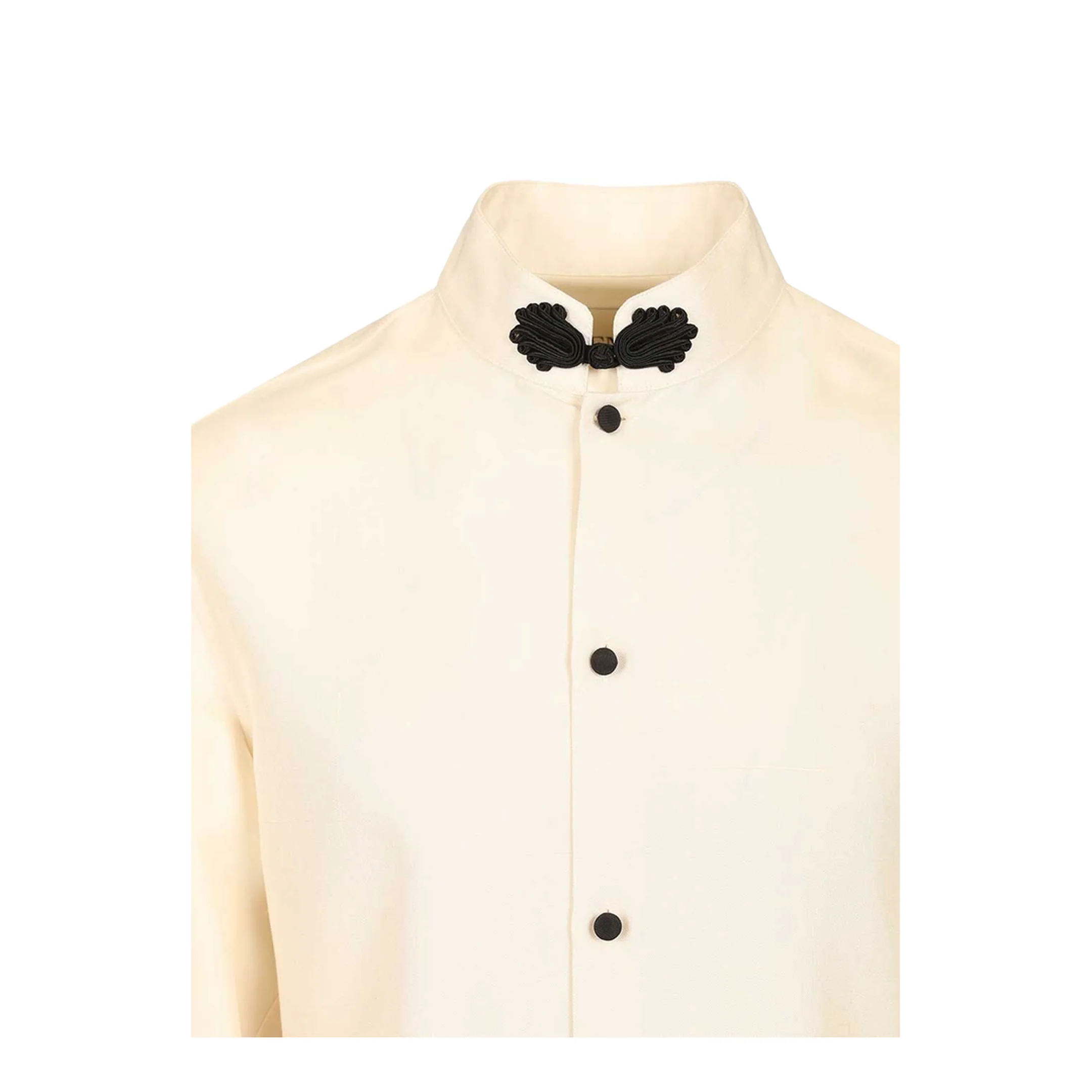 Silk Shantung Shirt Beige - Image 3