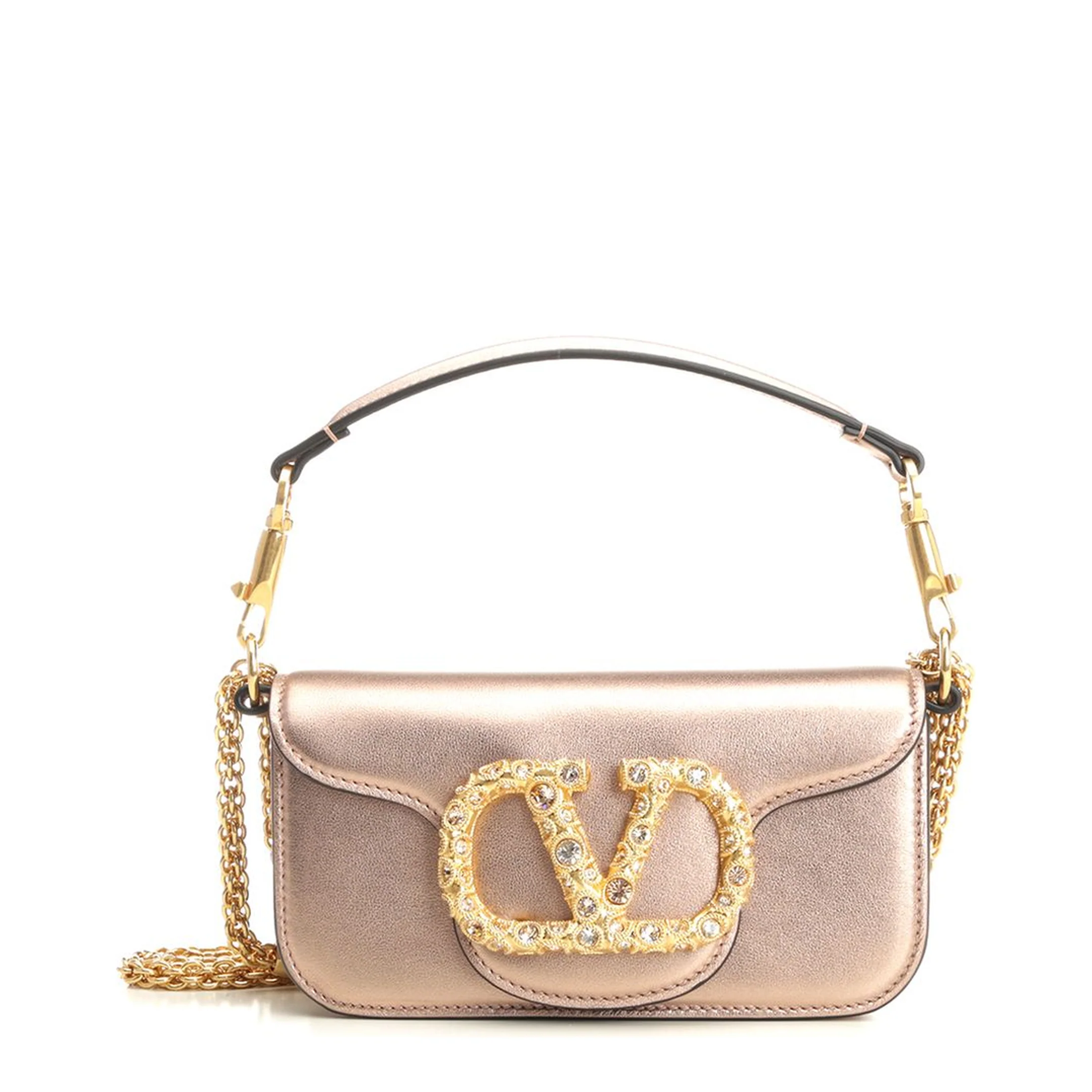Jewel Logo Locò Small Calfskin Shoulder Bag - Rose Cannelle