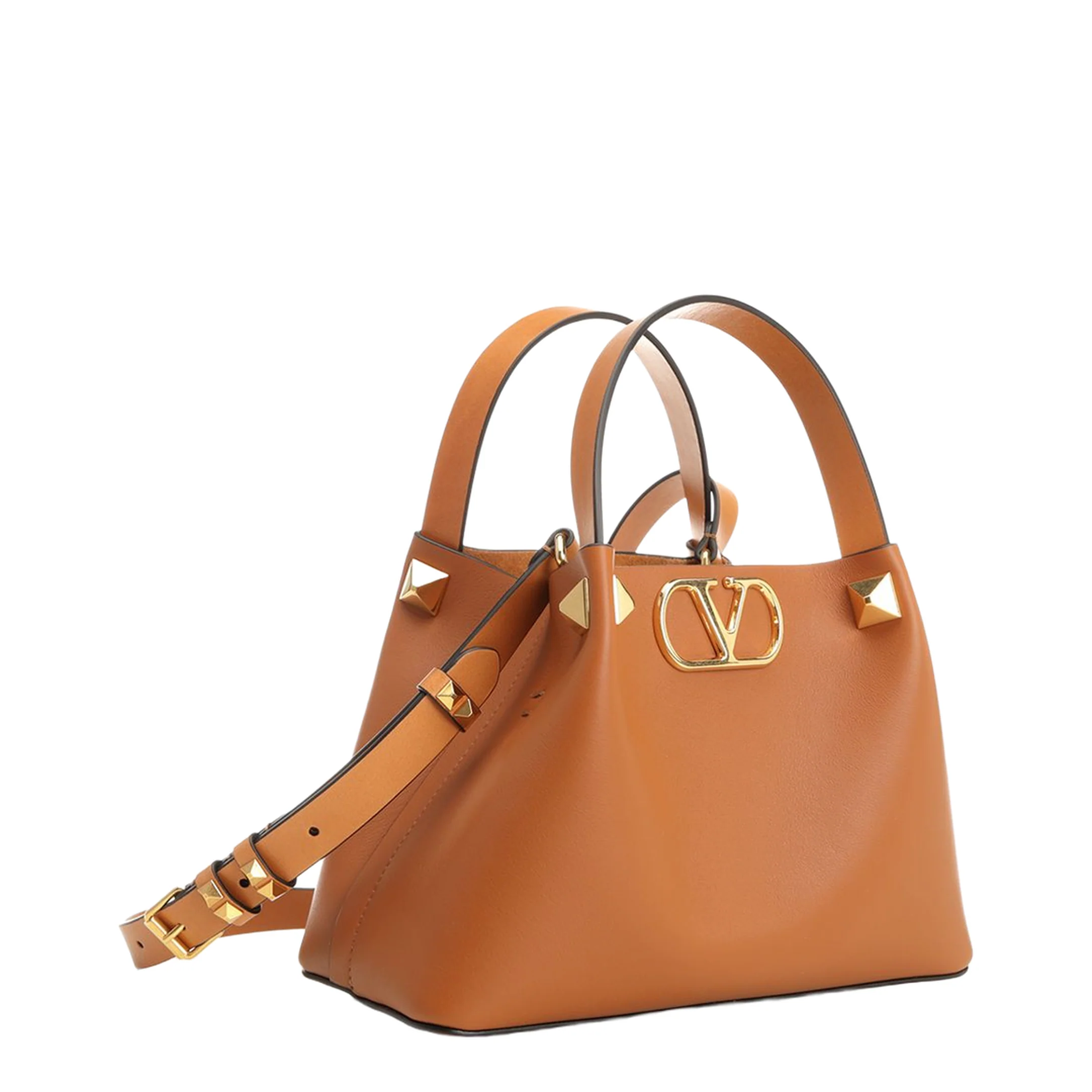 VLogo Small Leather Handbag - Brown - Image 2