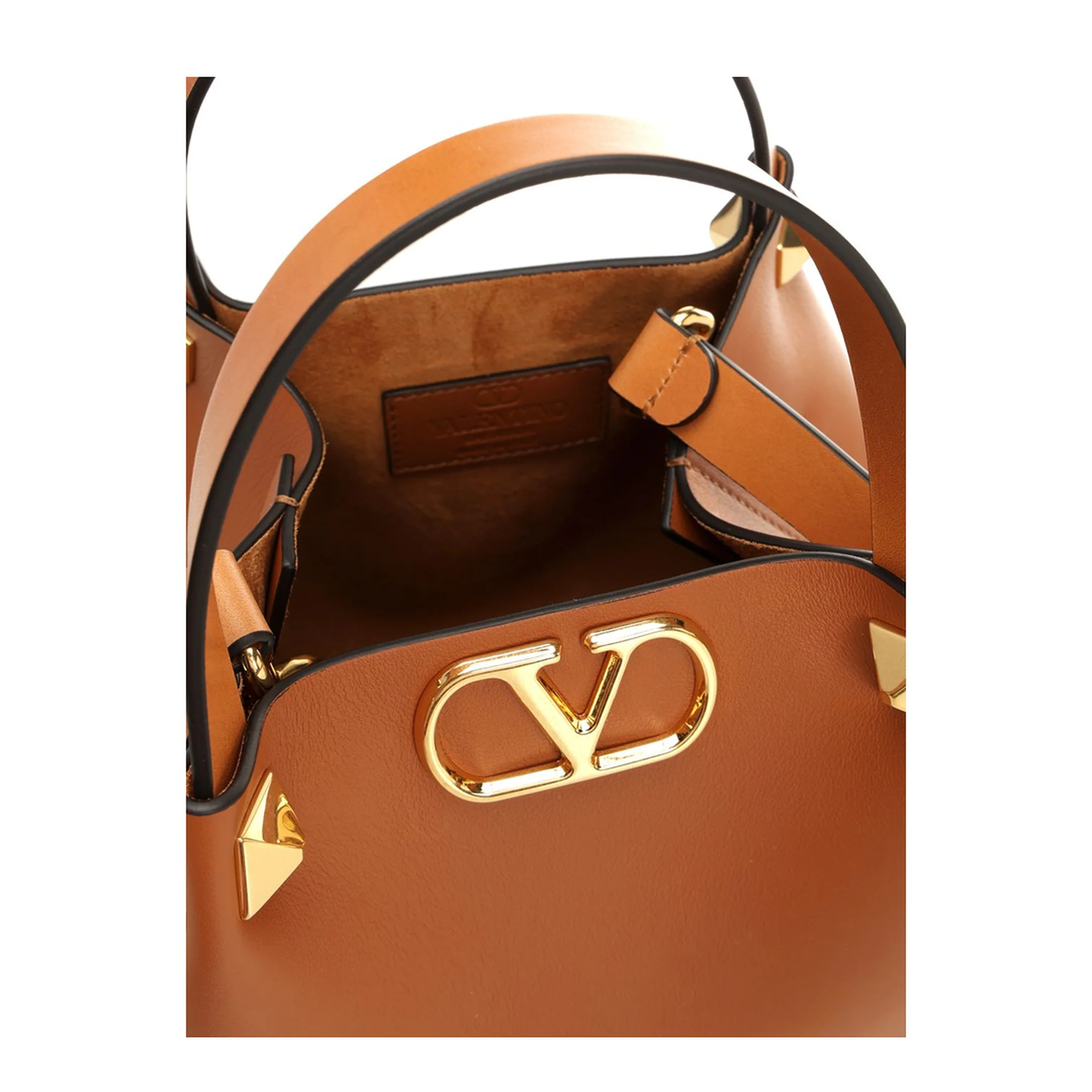 VLogo Small Leather Handbag - Brown - Image 4