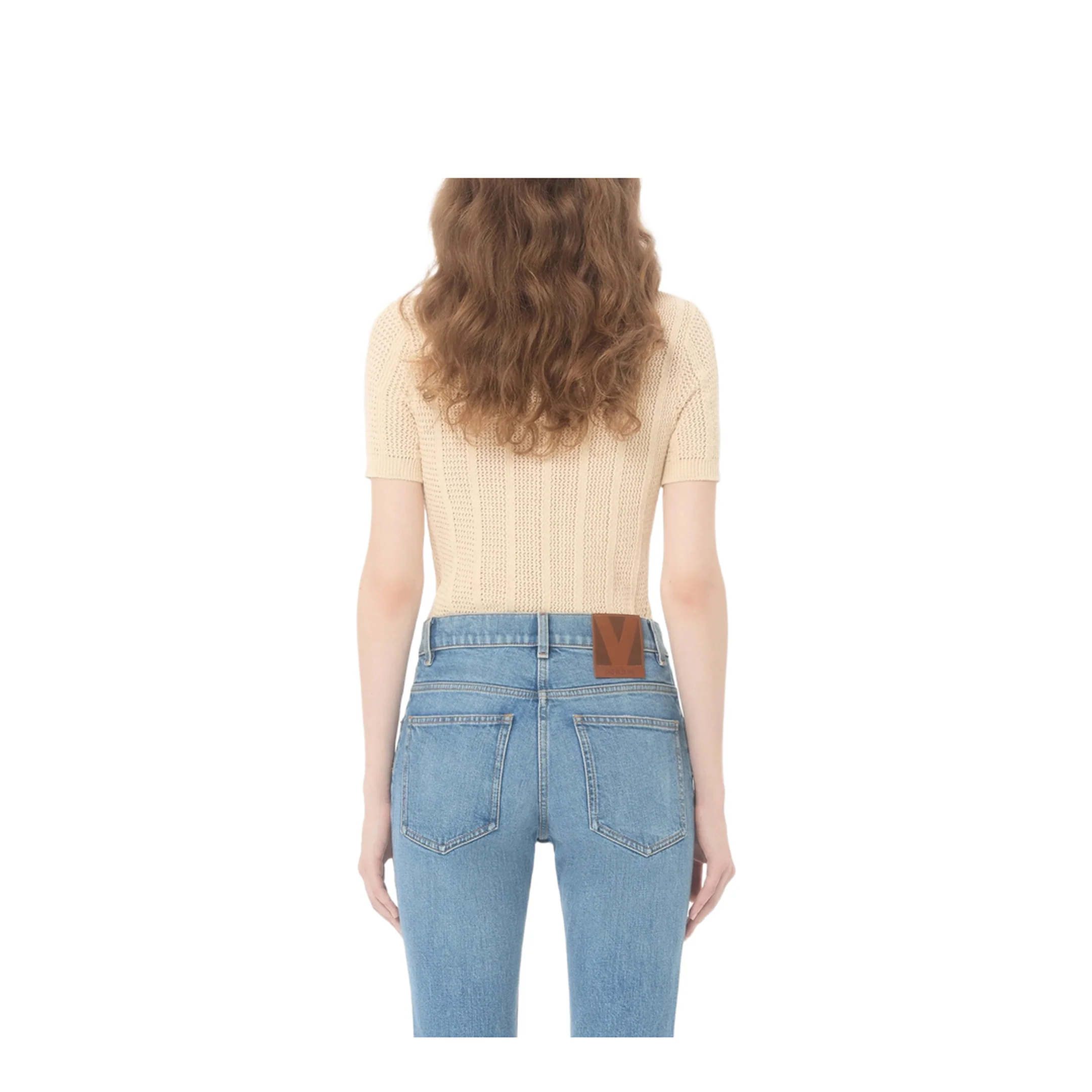 Embroidered Cotton Knit Polo - Ivory - Image 3
