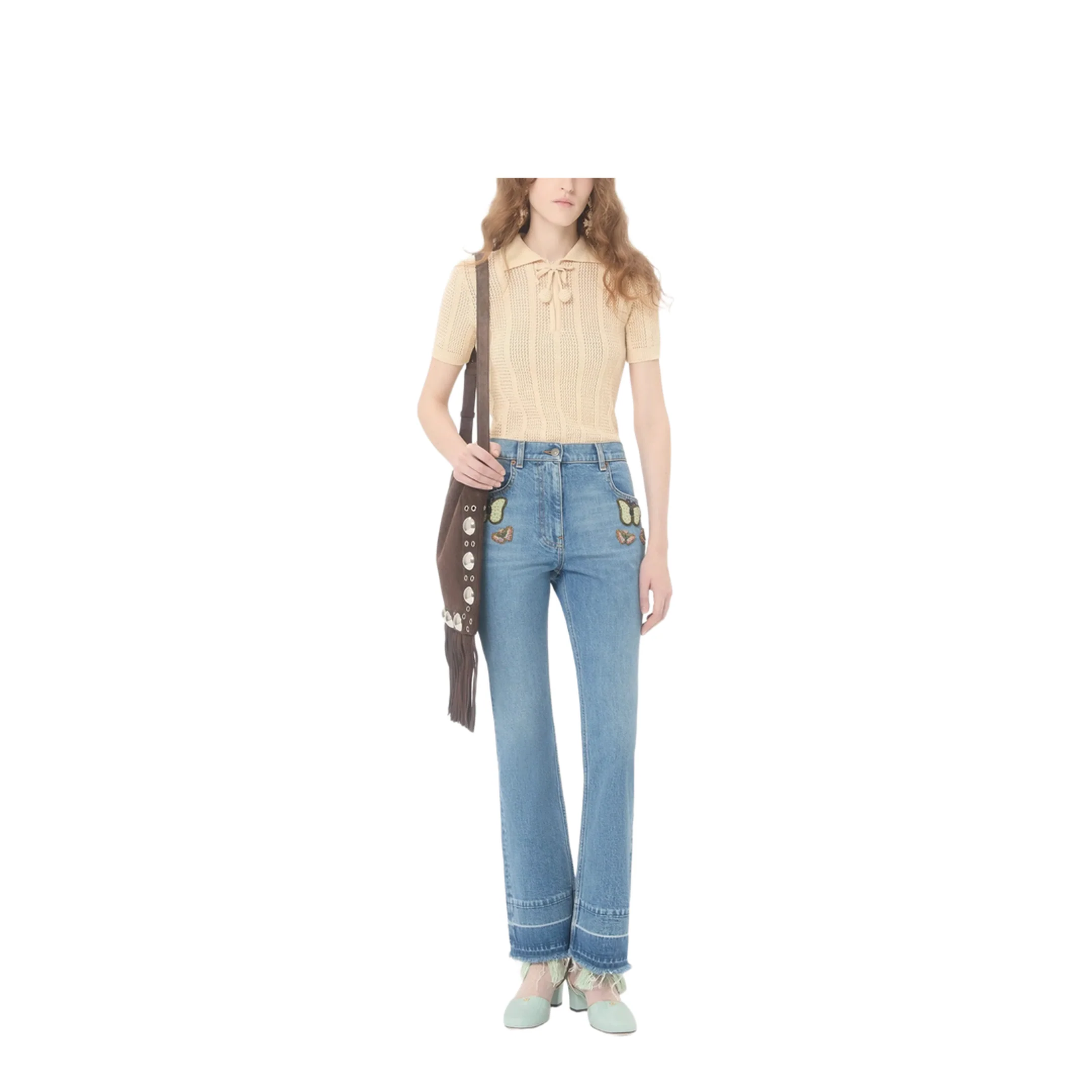 Embroidered Cotton Knit Polo - Ivory - Image 4