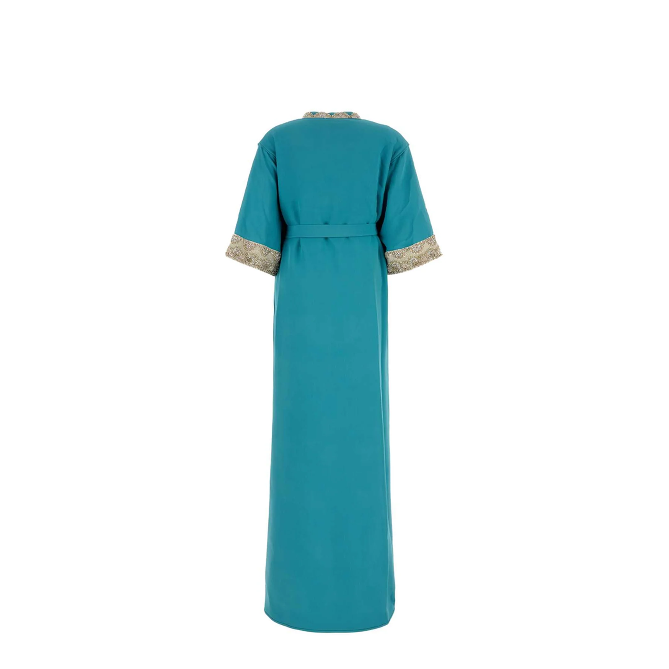 Turquoise Crepe Long Dress - Image 2
