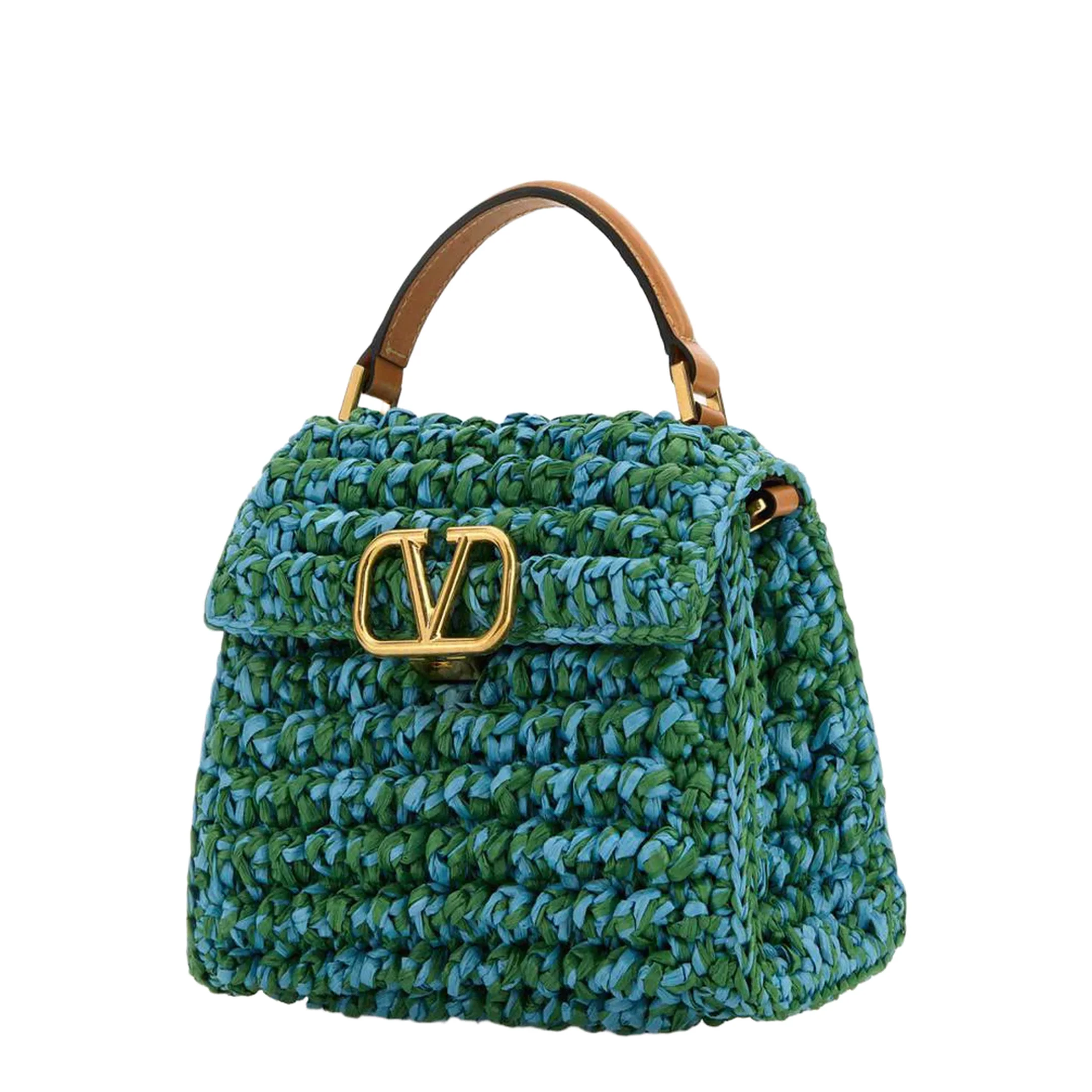 Two-tone Raffia Vsling Handbag - Image 2