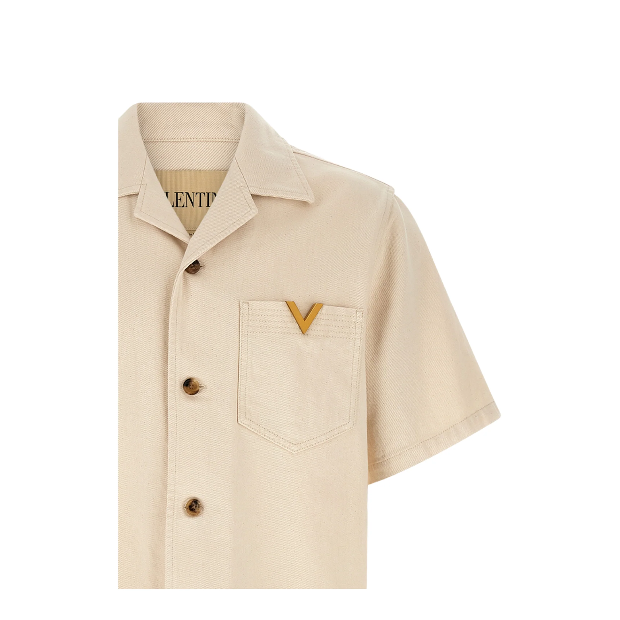 VGold Cotton Shirt - Beige - Image 3
