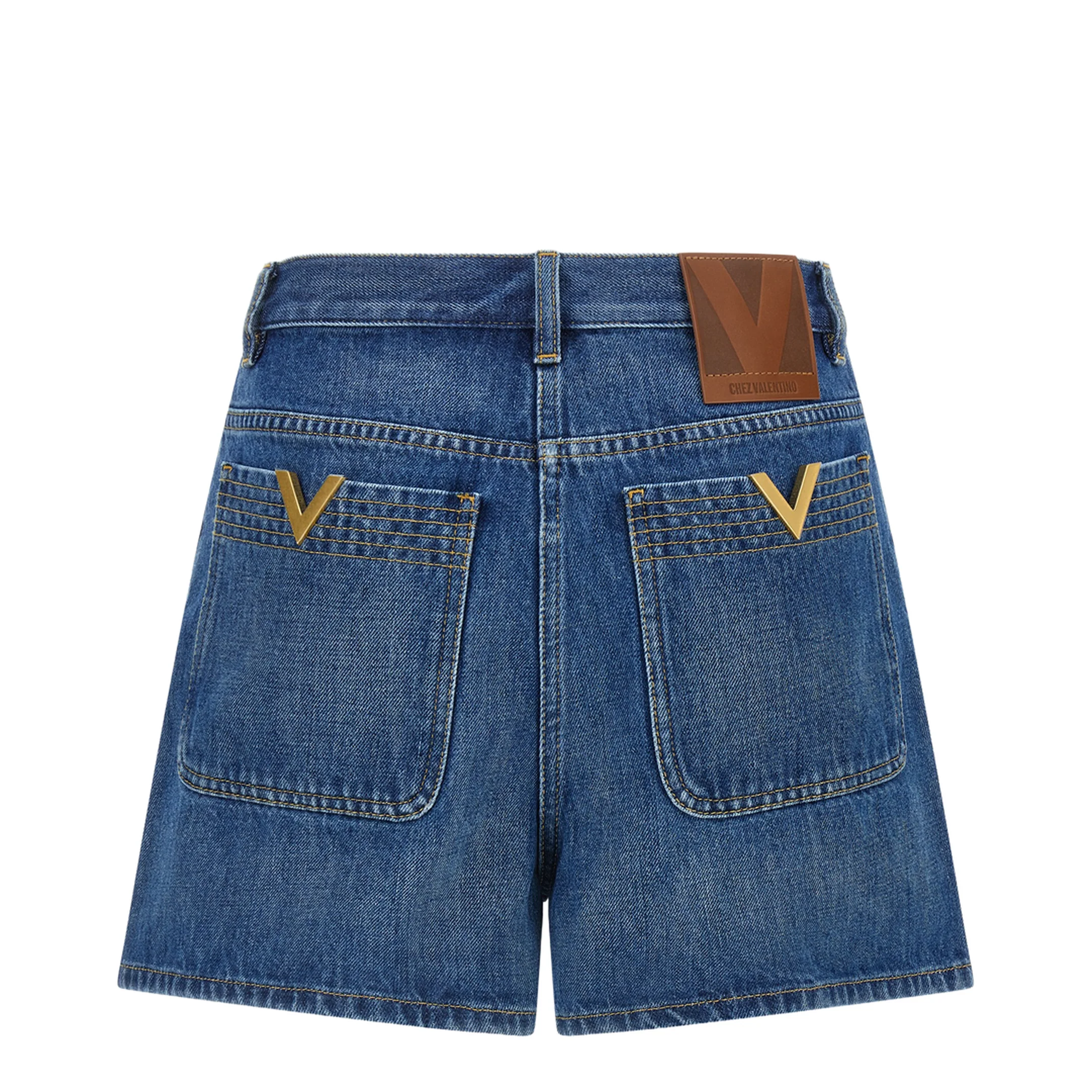 VGold Stone Washed Denim Shorts - Blue - Image 2