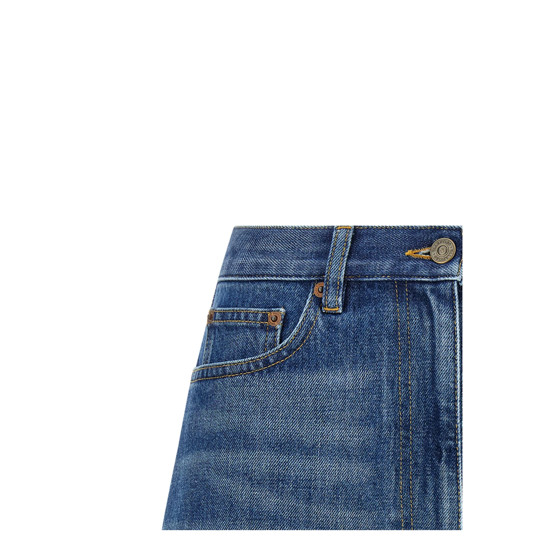VGold Stone Washed Denim Shorts - Blue - Image 3