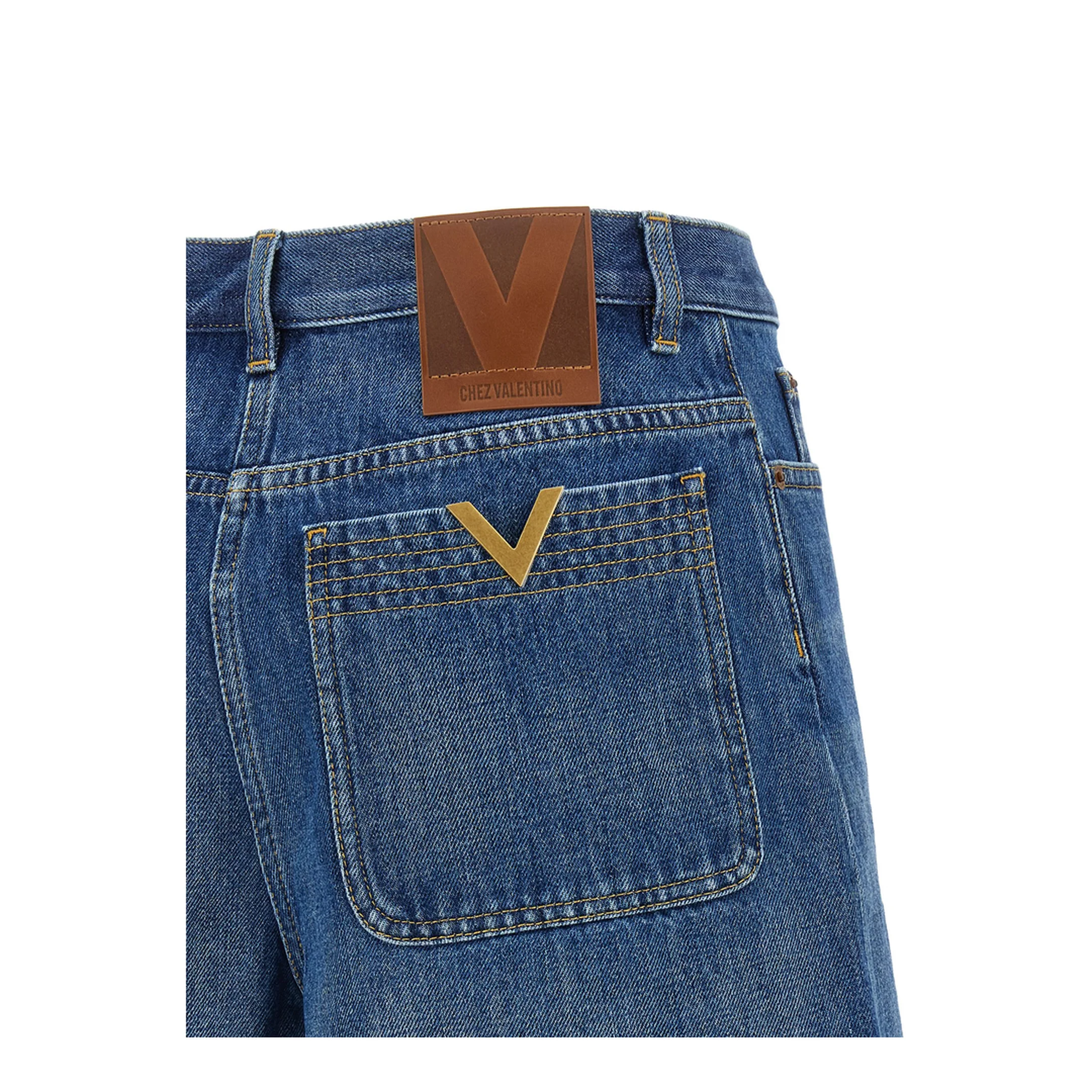 VGold Stone Washed Denim Shorts - Blue - Image 4