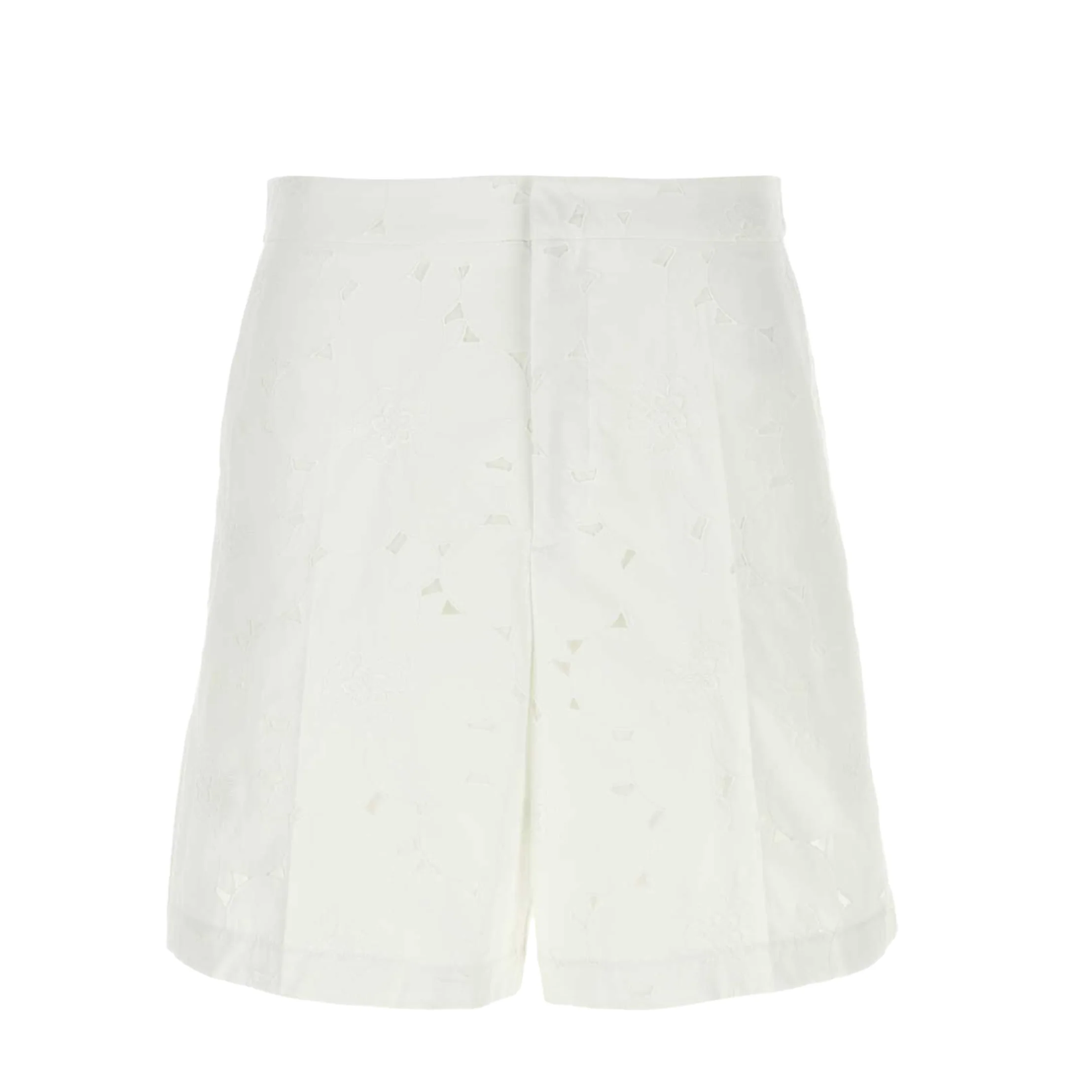 White Cotton Blend Bermuda Shorts - Image 3