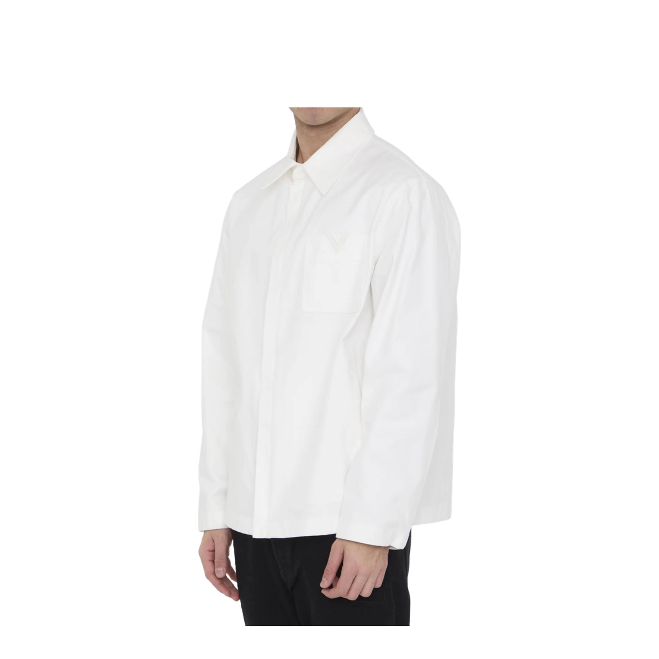 White V Logo Detail Shirt in Cotton Blend - Image 2