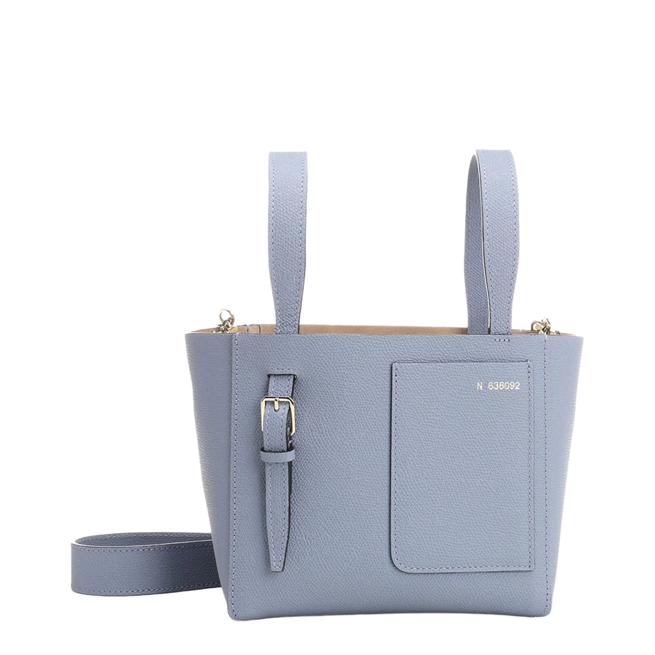 Micro Bucket Leather Shoulder Bag - Blue