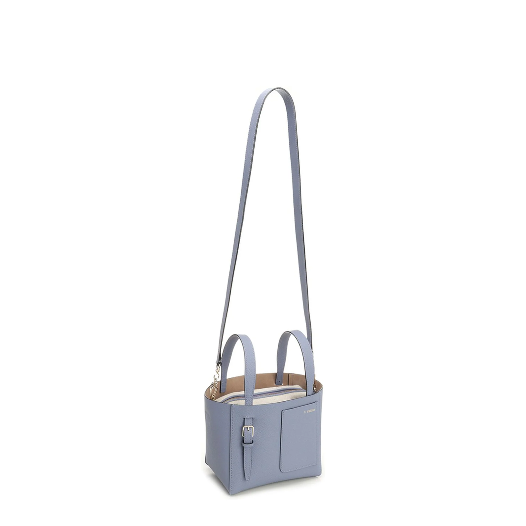 Micro Bucket Leather Shoulder Bag - Blue - Image 5