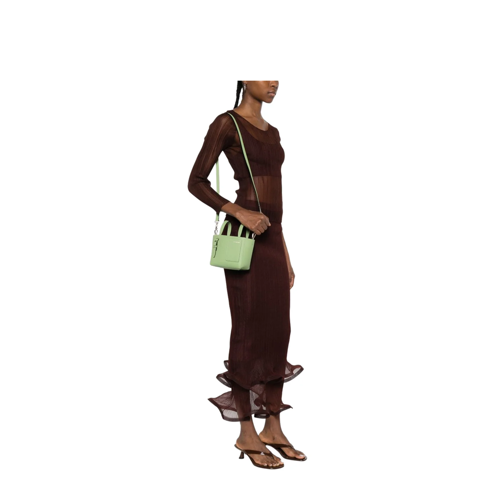 Micro Leather Bucket Bag Green - Image 4