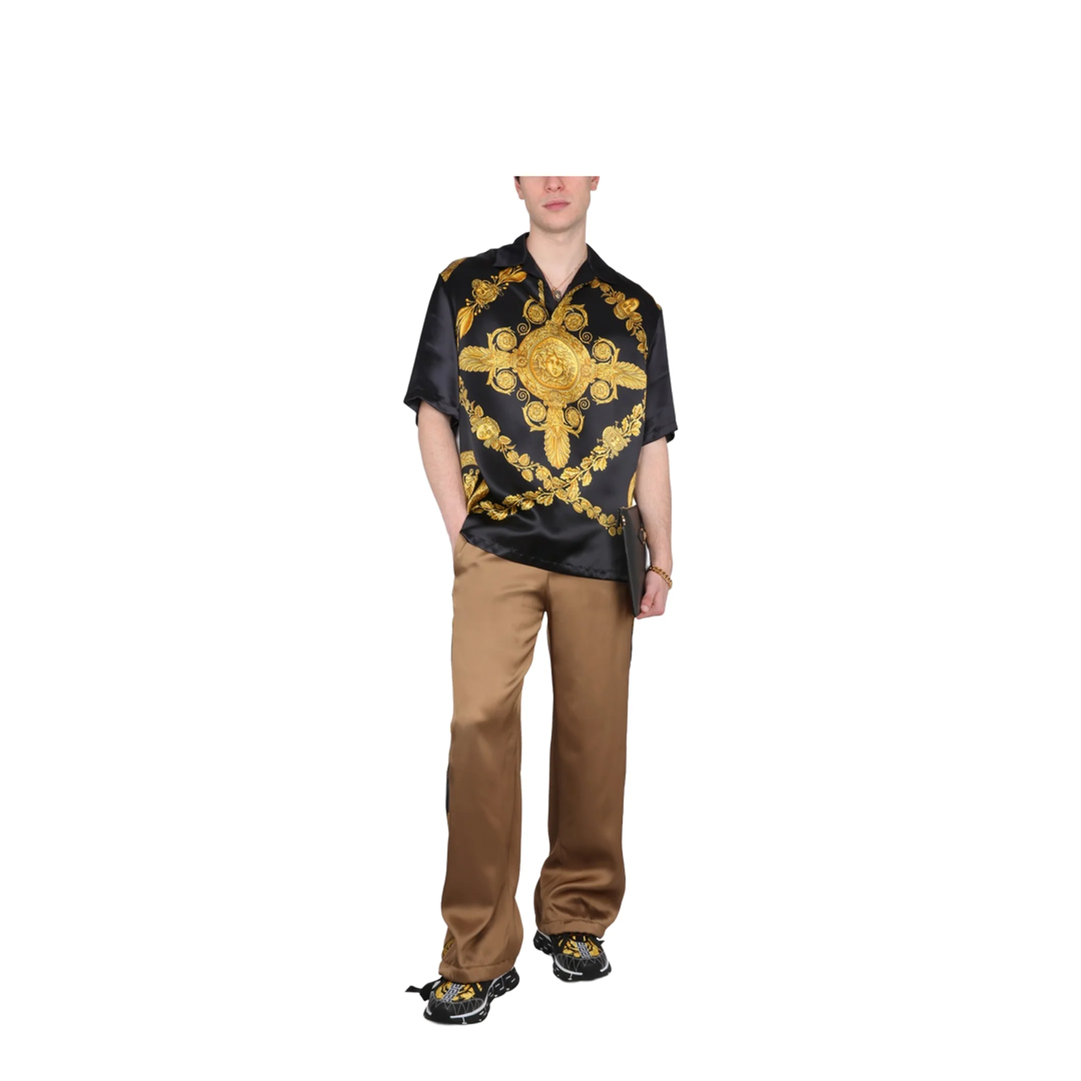 Barocco Print Track Pants Brown - Image 2