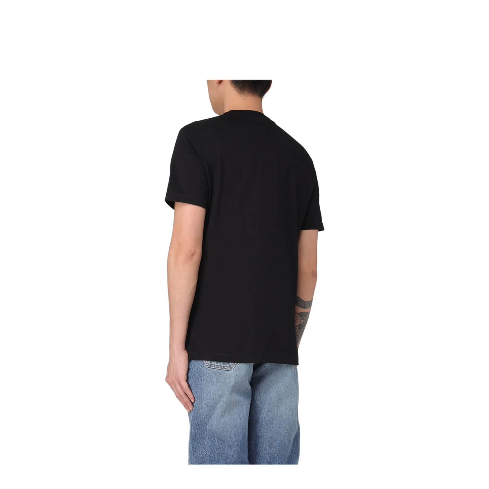 Black Crewneck T-Shirt with Medusa Embroidery - Image 3
