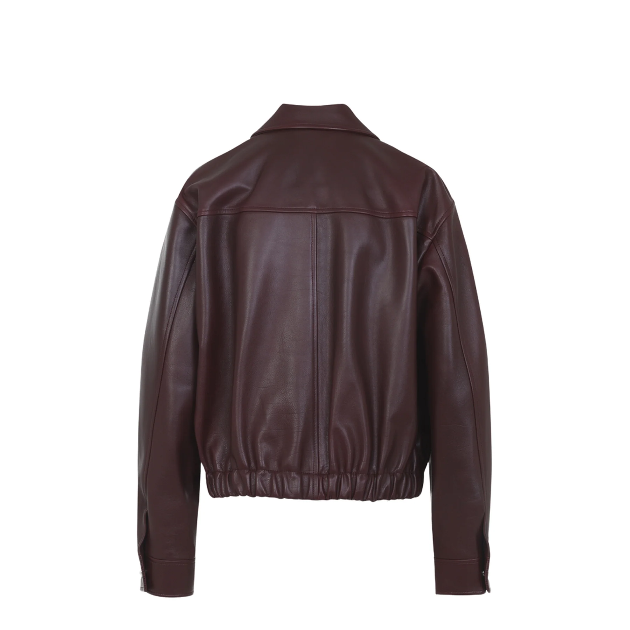 Zipped Leather Jacket Dark Brown - Image 2