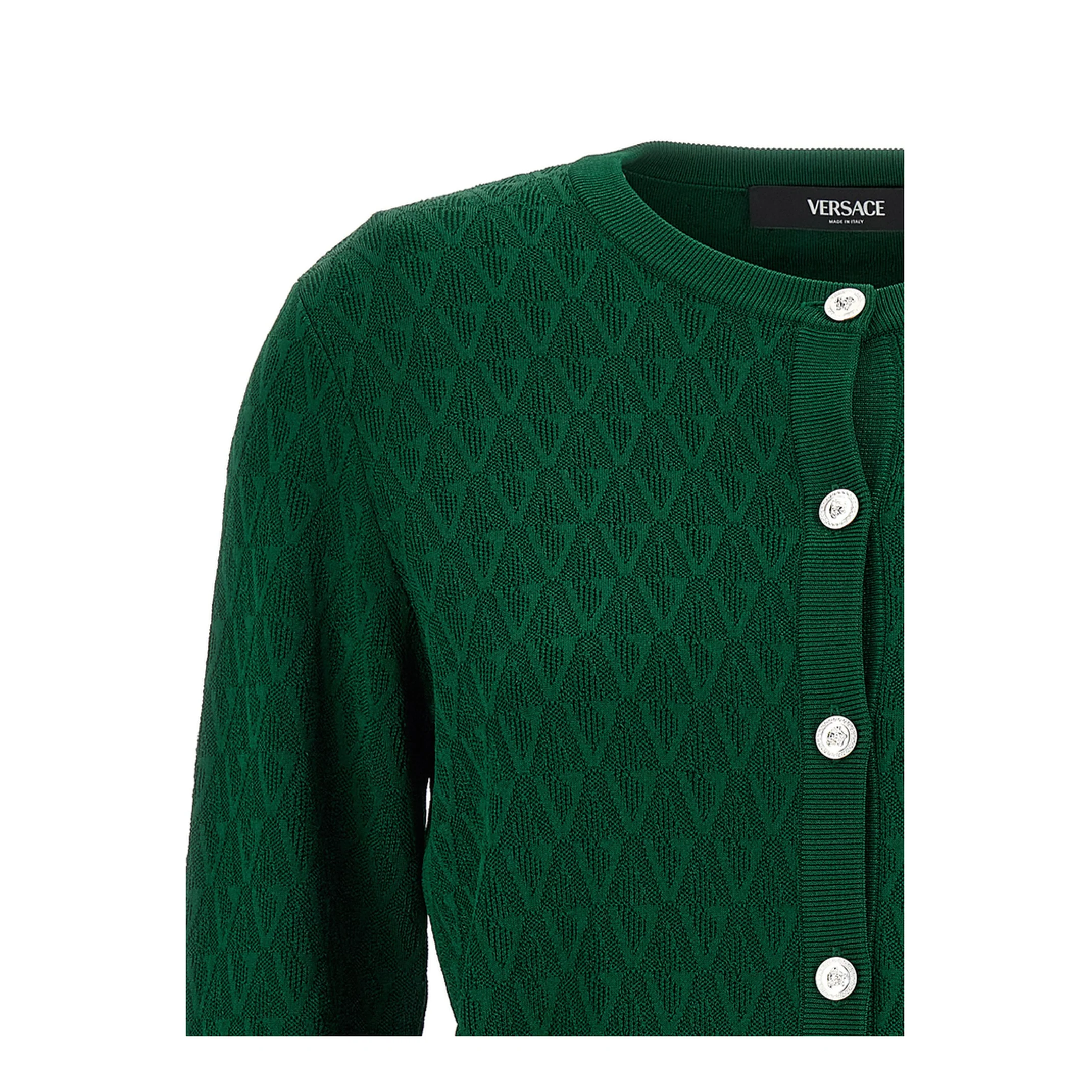 Cardigan with decorative pattern green - Image 3