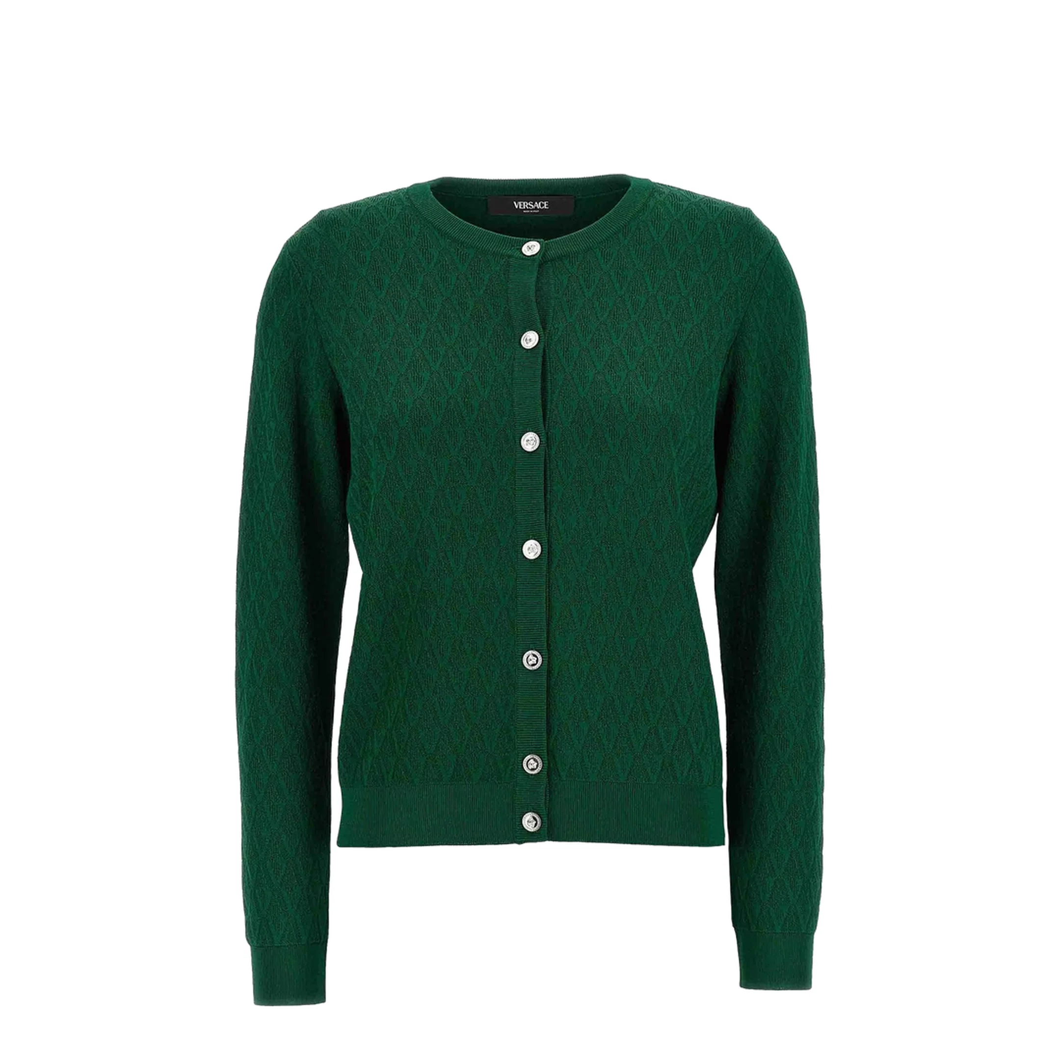 Cardigan with decorative pattern green - Image 5