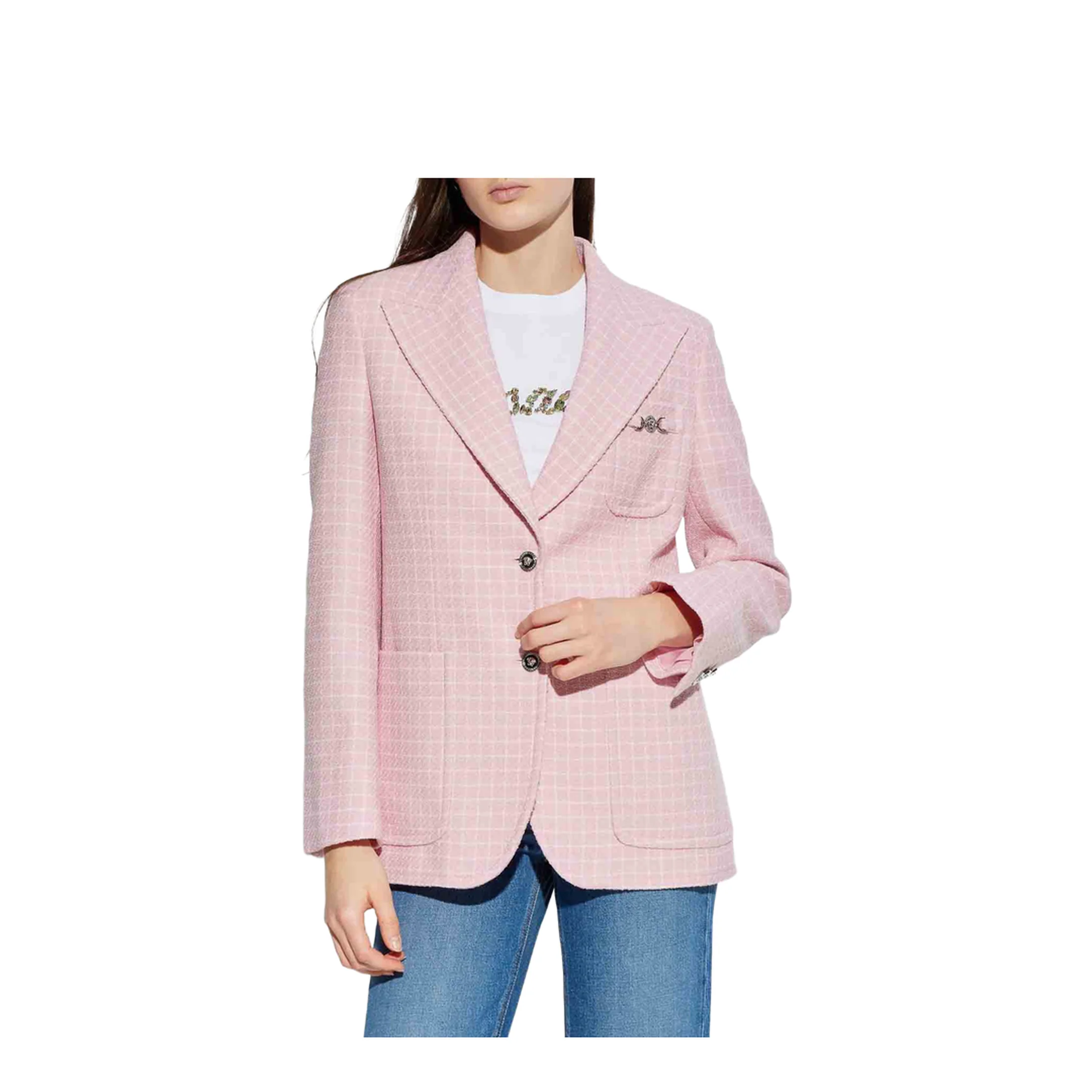 Checked Pattern Blazer Pink - Image 2