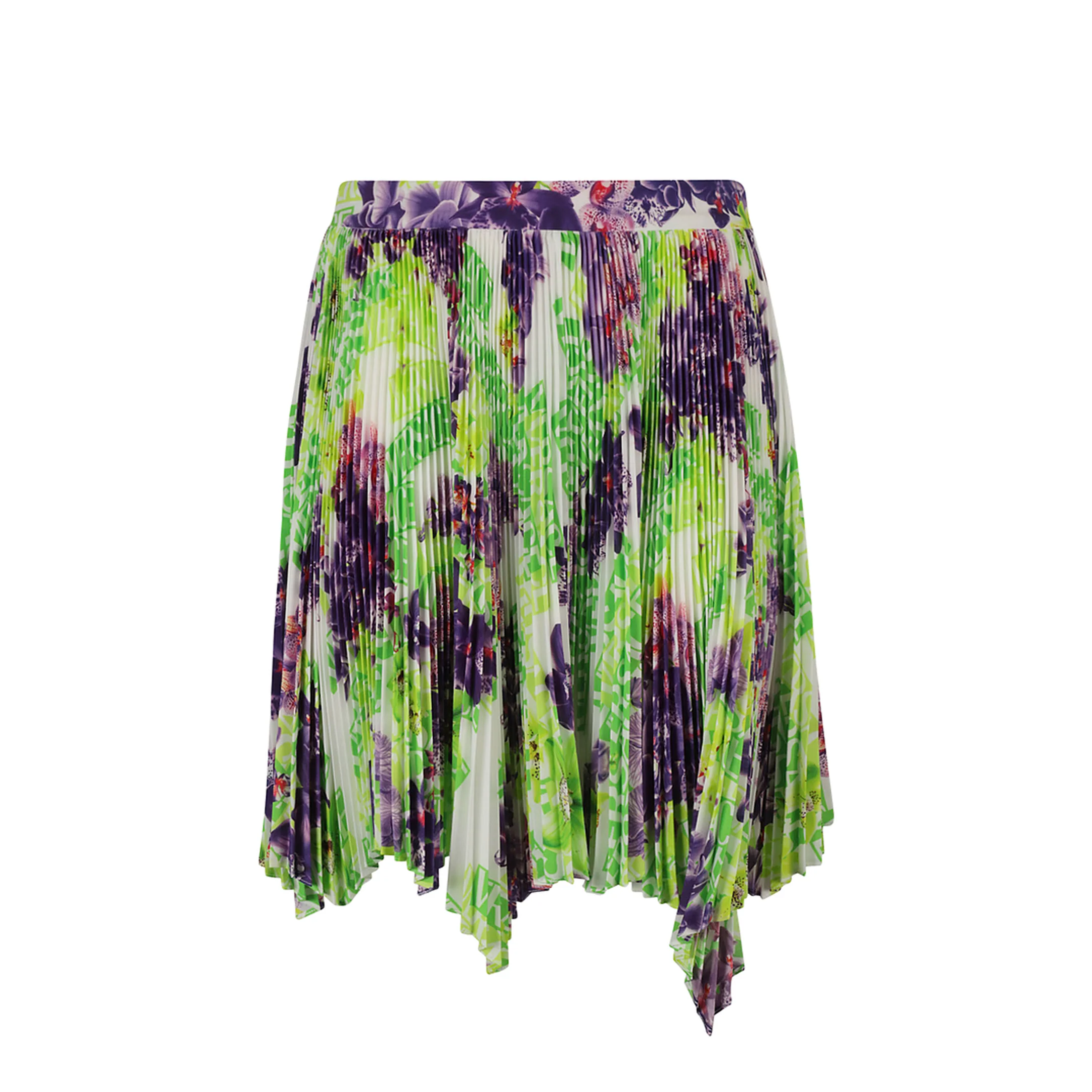 Crêpe de Chine Silk Skirt with All-Over Print and Asymmetrical Style - Image 2