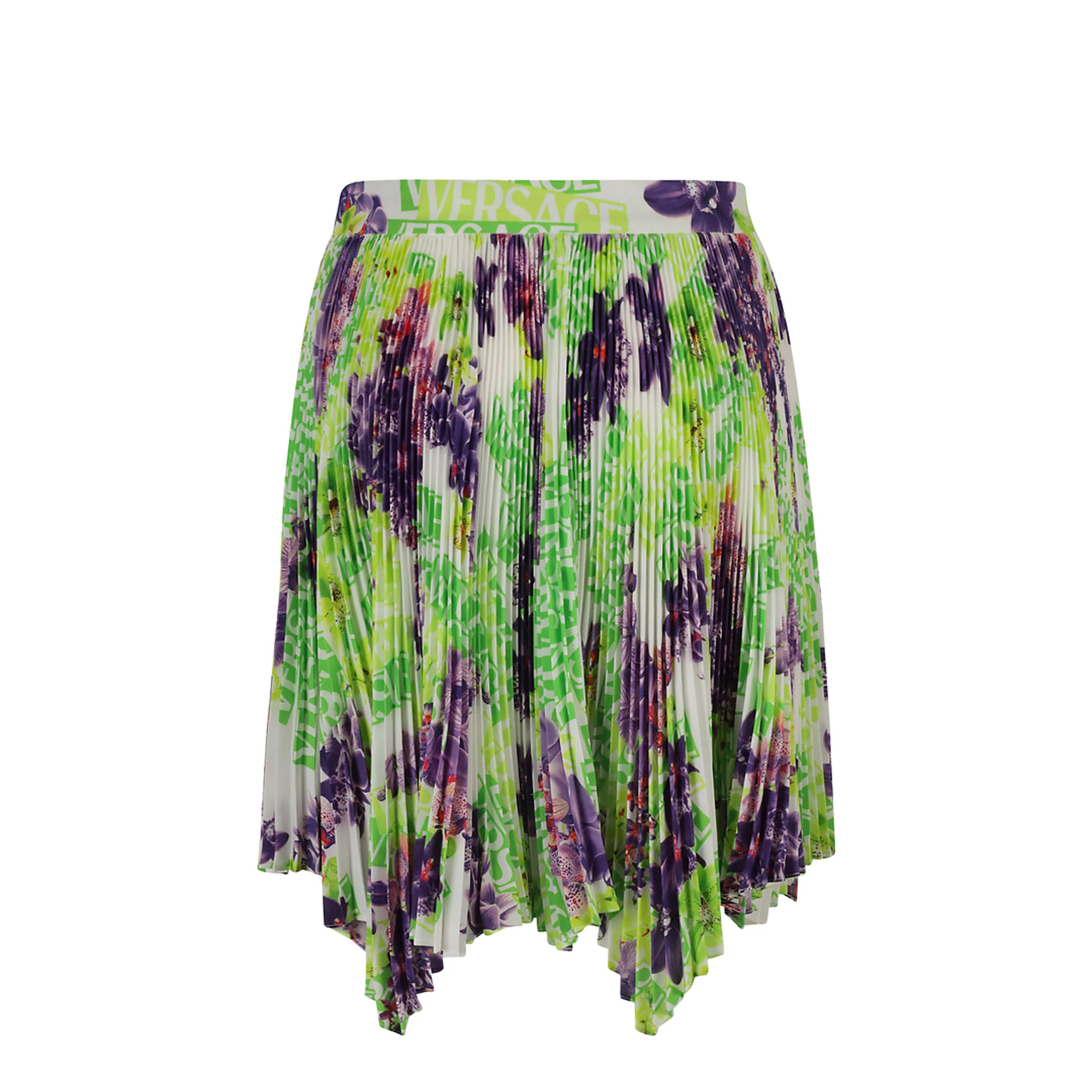 Crêpe de Chine Silk Skirt with All-Over Print and Asymmetrical Style - Image 3